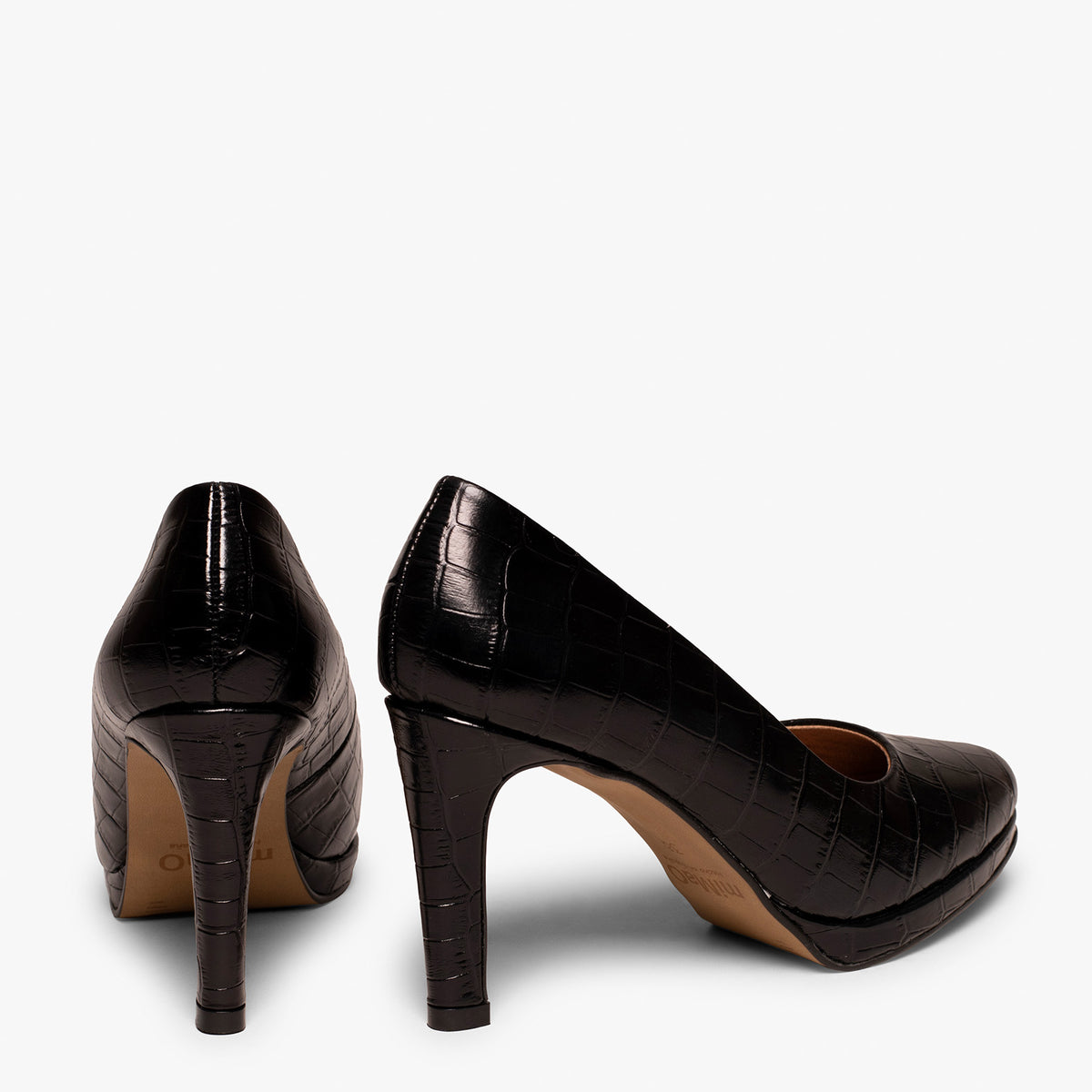 PLATAFORMA - Zapatos de tacón fino estampado coco NEGRO