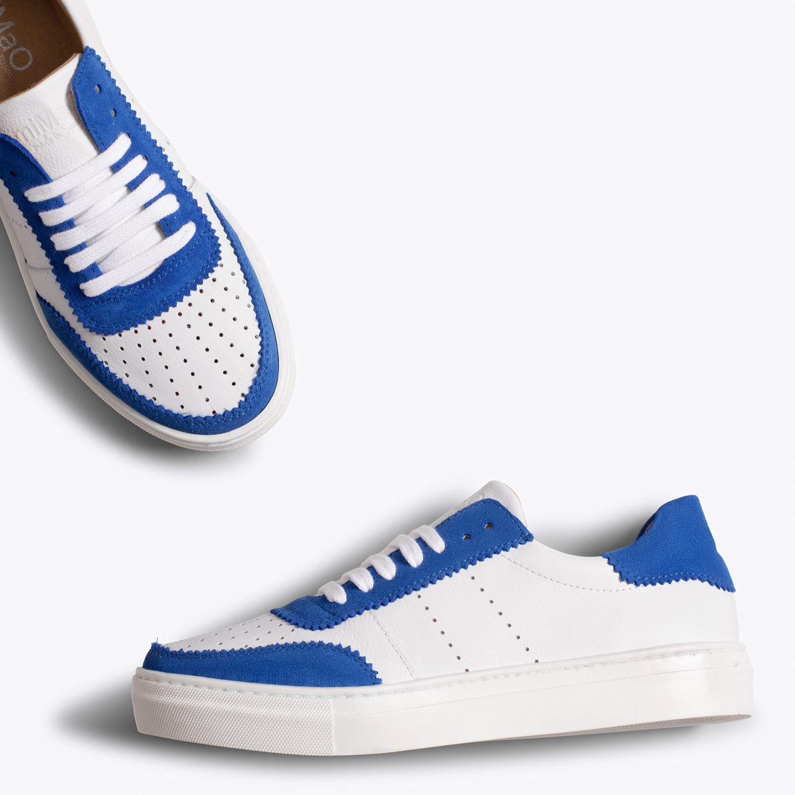 ROLLER Zapatillas Blancas de mujer con festón AZUL