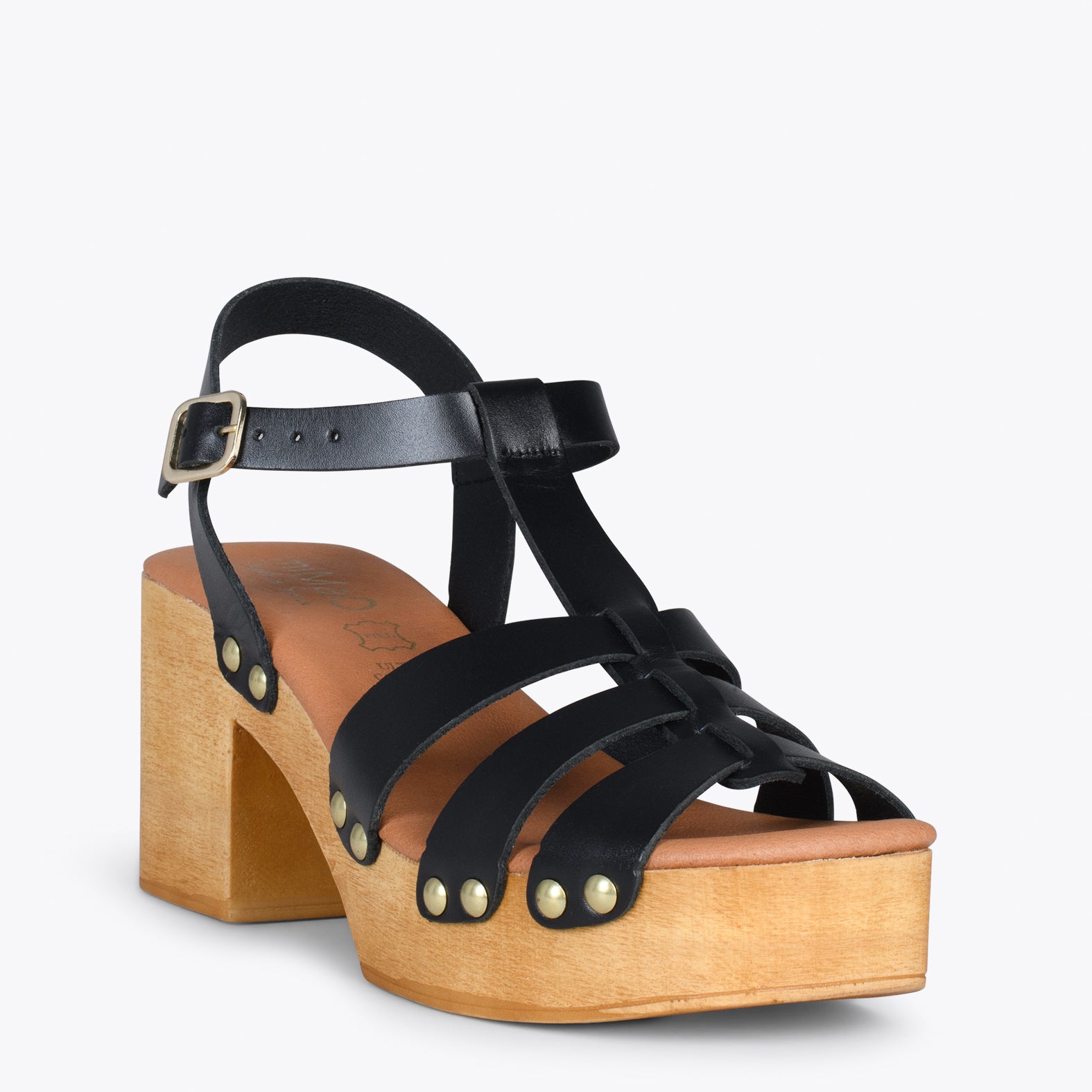 PARADISE – Sandales imitation bois NOIR