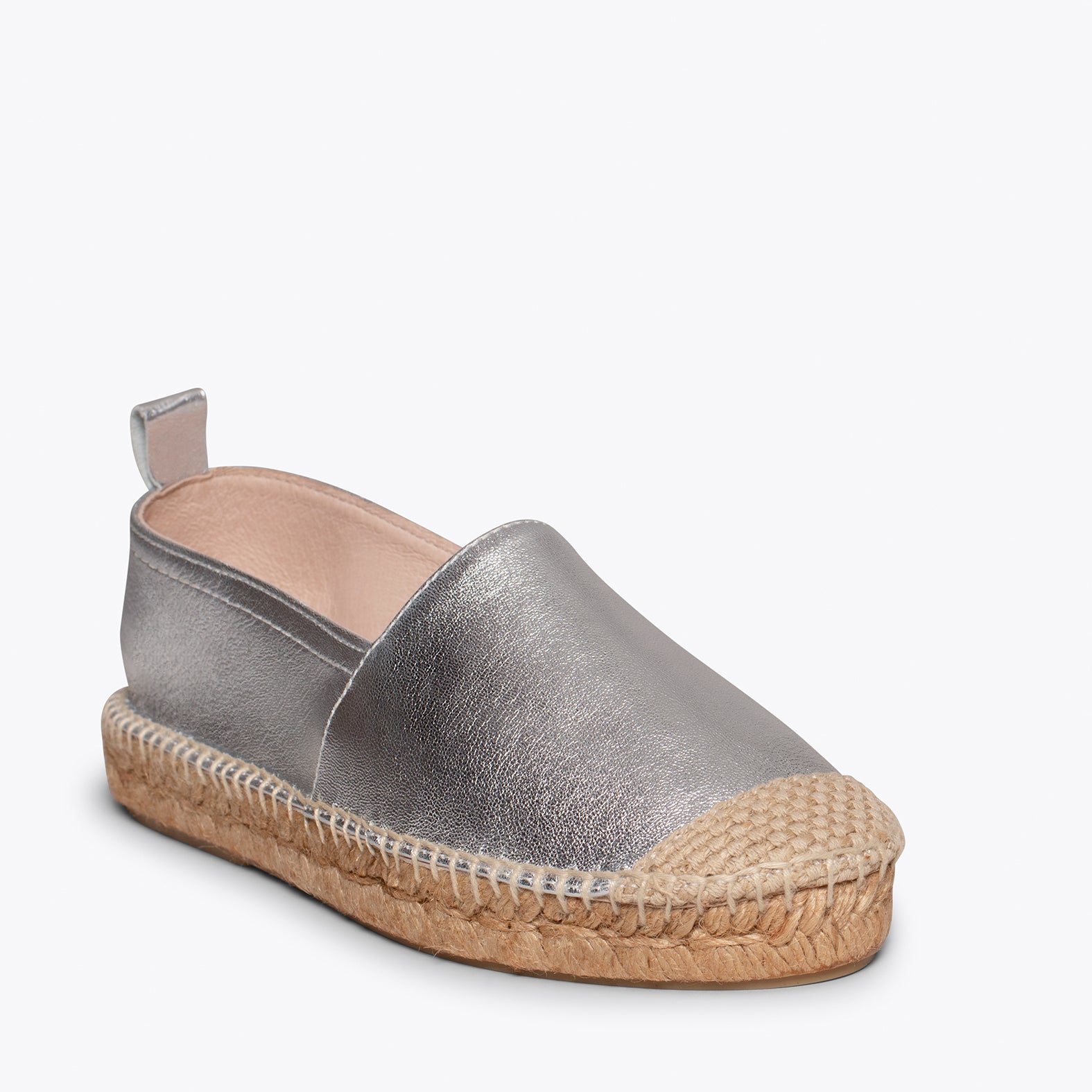 ESPADRILLE – SILVER flat espadrille