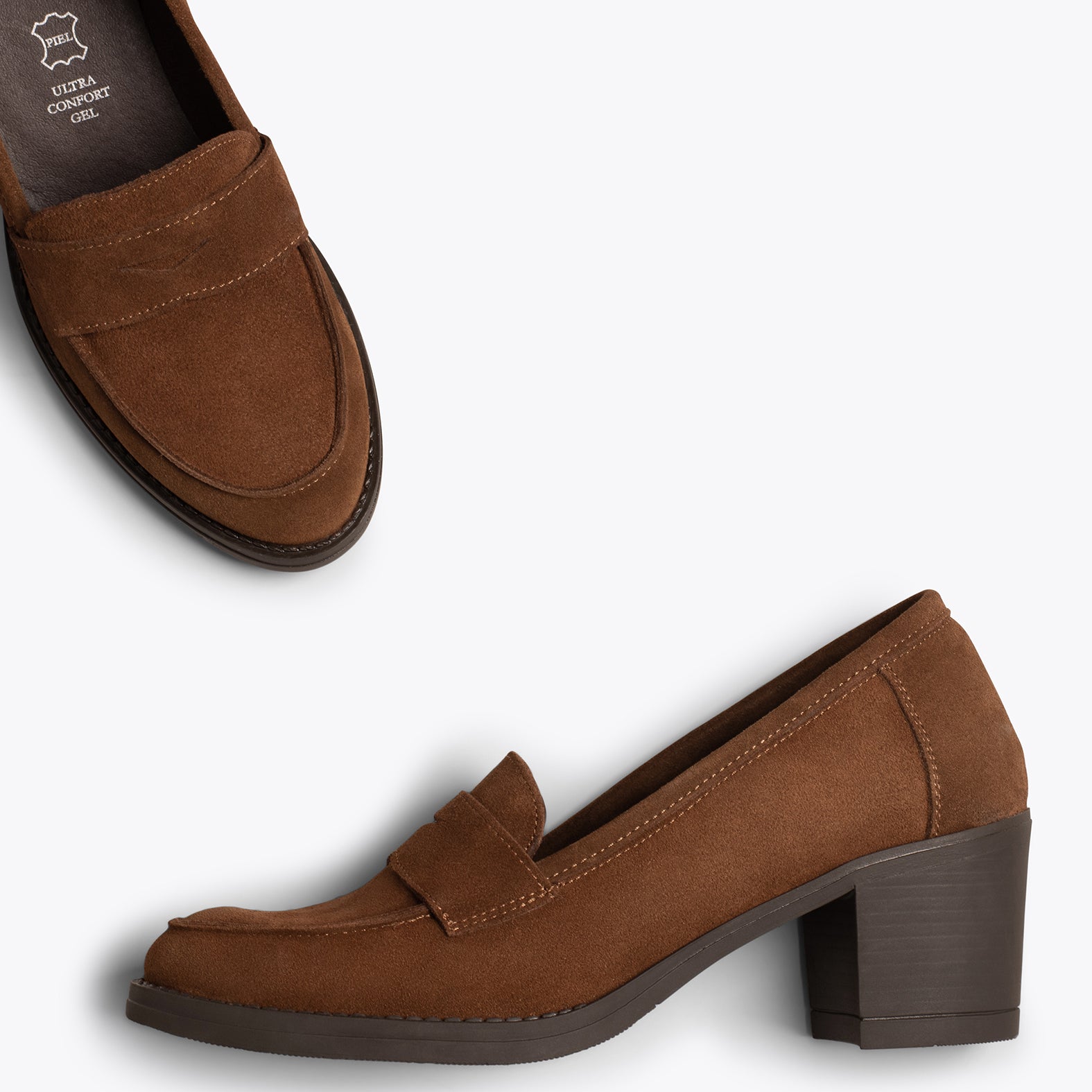 MOKKA – CAMEL mid heeled moccasin