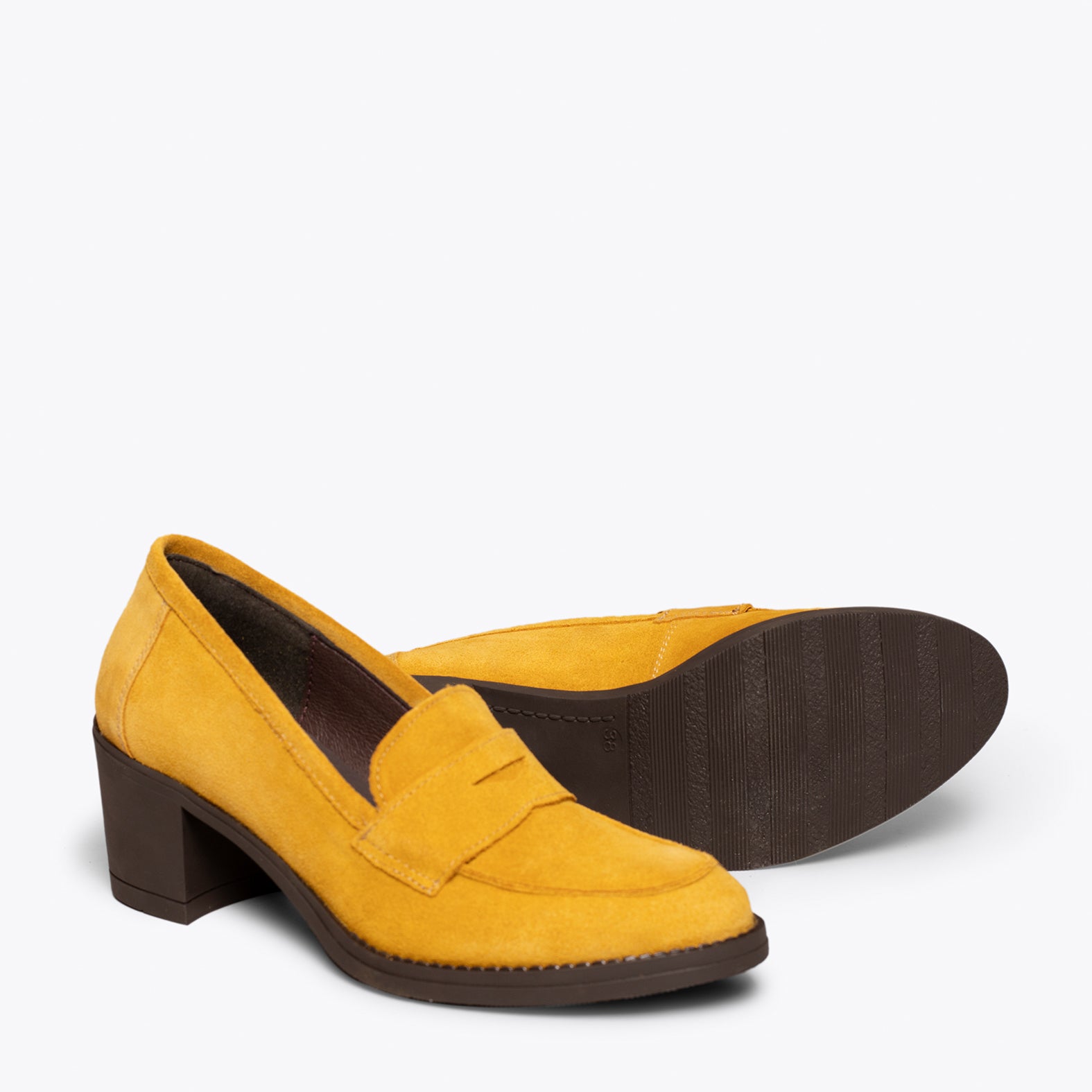 MOKKA – YELLOW mid heeled moccasin