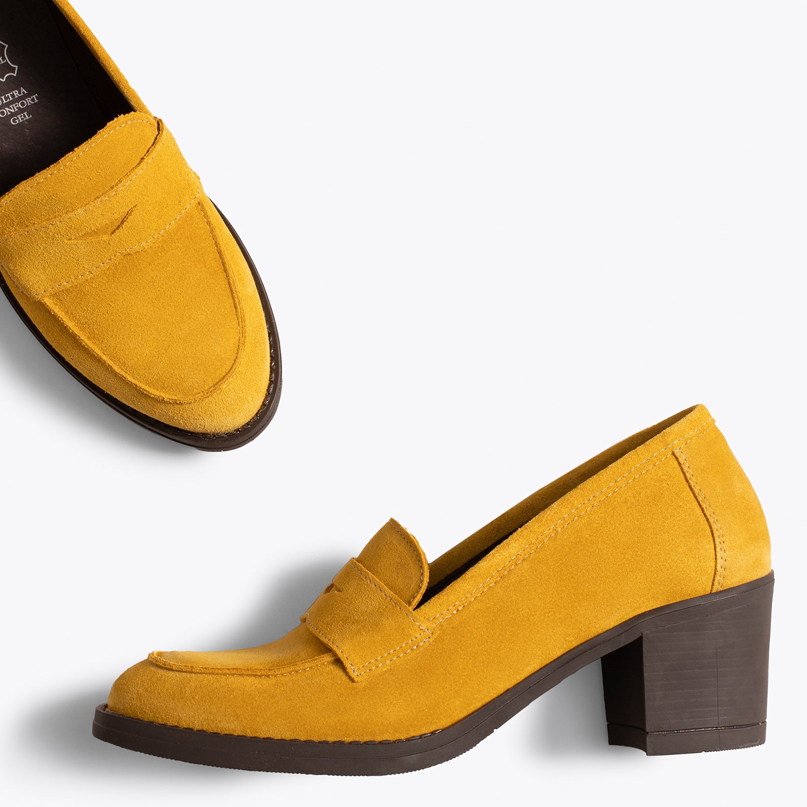 MOKKA – YELLOW mid heeled moccasin