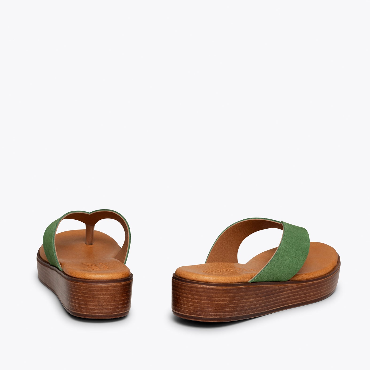 BASIC – GREEN leather flip flops