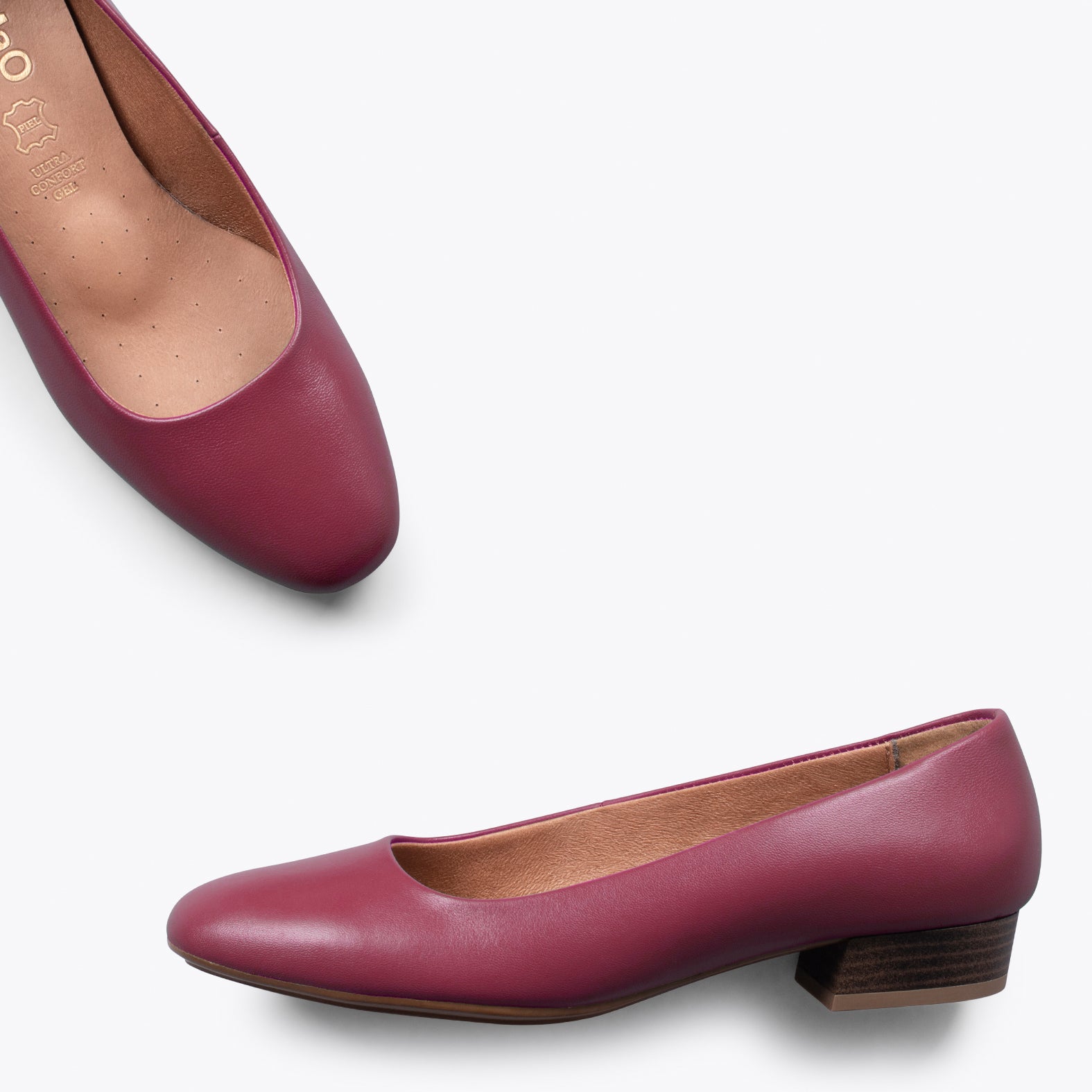 URBAN XS – Chaussures à talon bas en cuir nappa GRENAT
