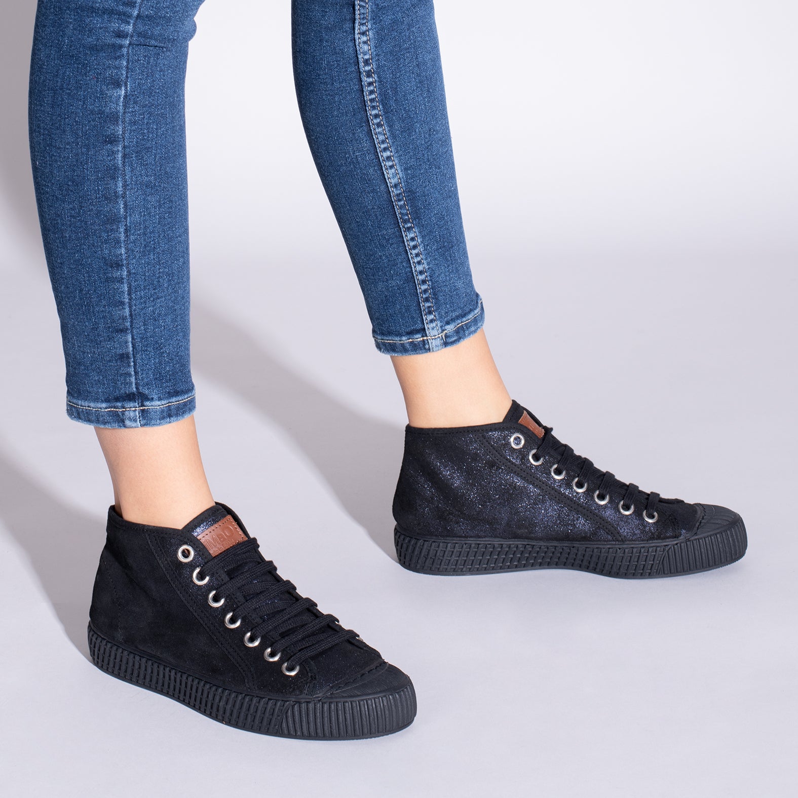JUMP - Baskets cuir métallisé BLEU pour femme