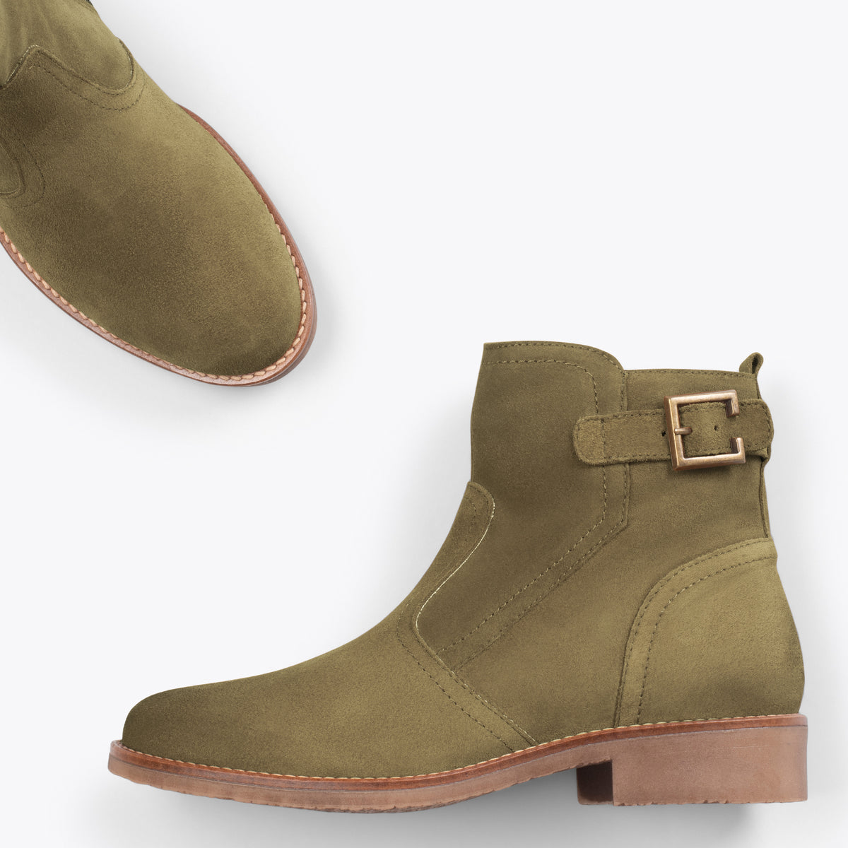 BIKER – Botines bajos con hebilla VERDE