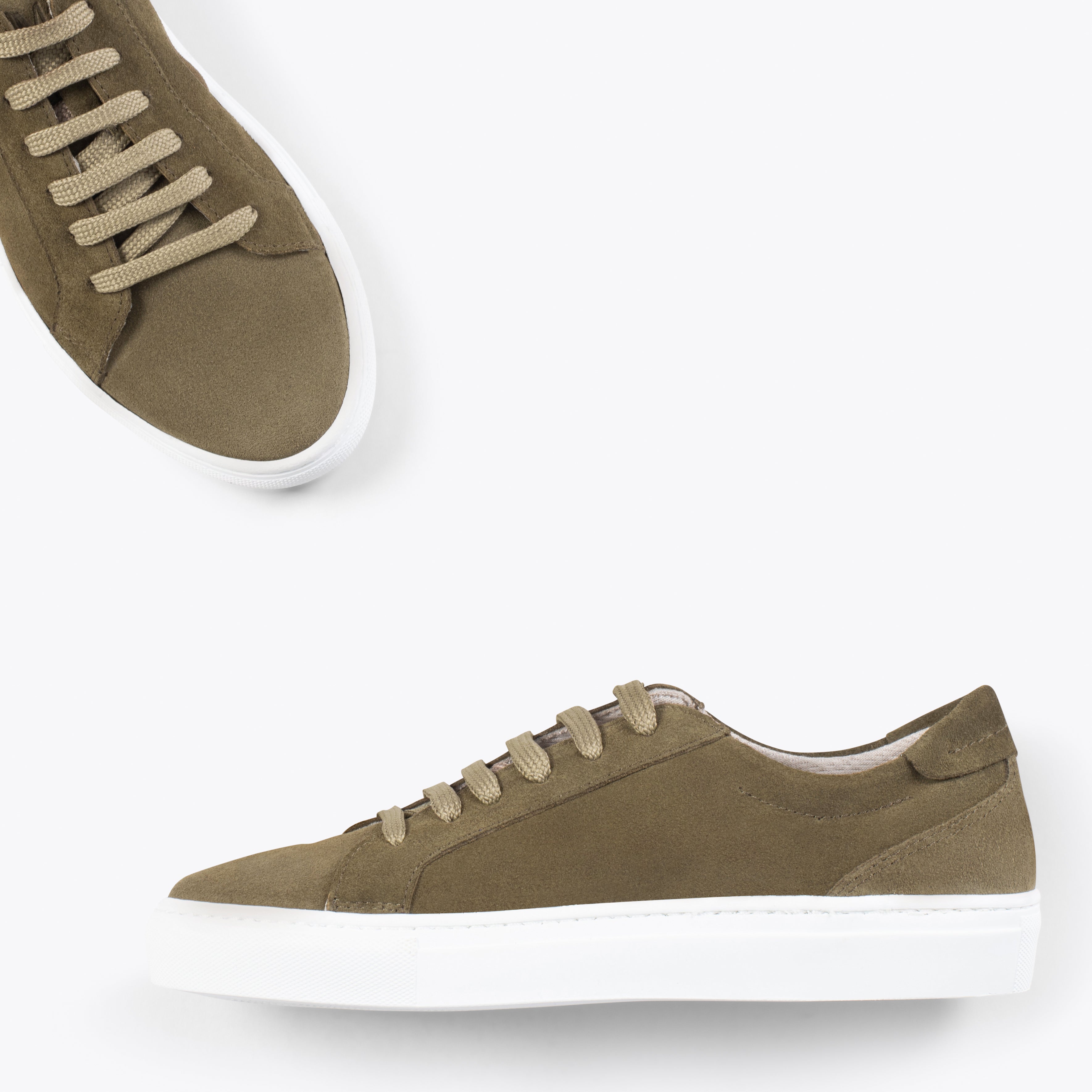 ENJOY – Sneakers de piel de serraje VERDE