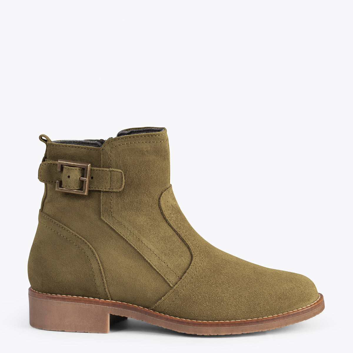 BIKER – Botines bajos con hebilla VERDE