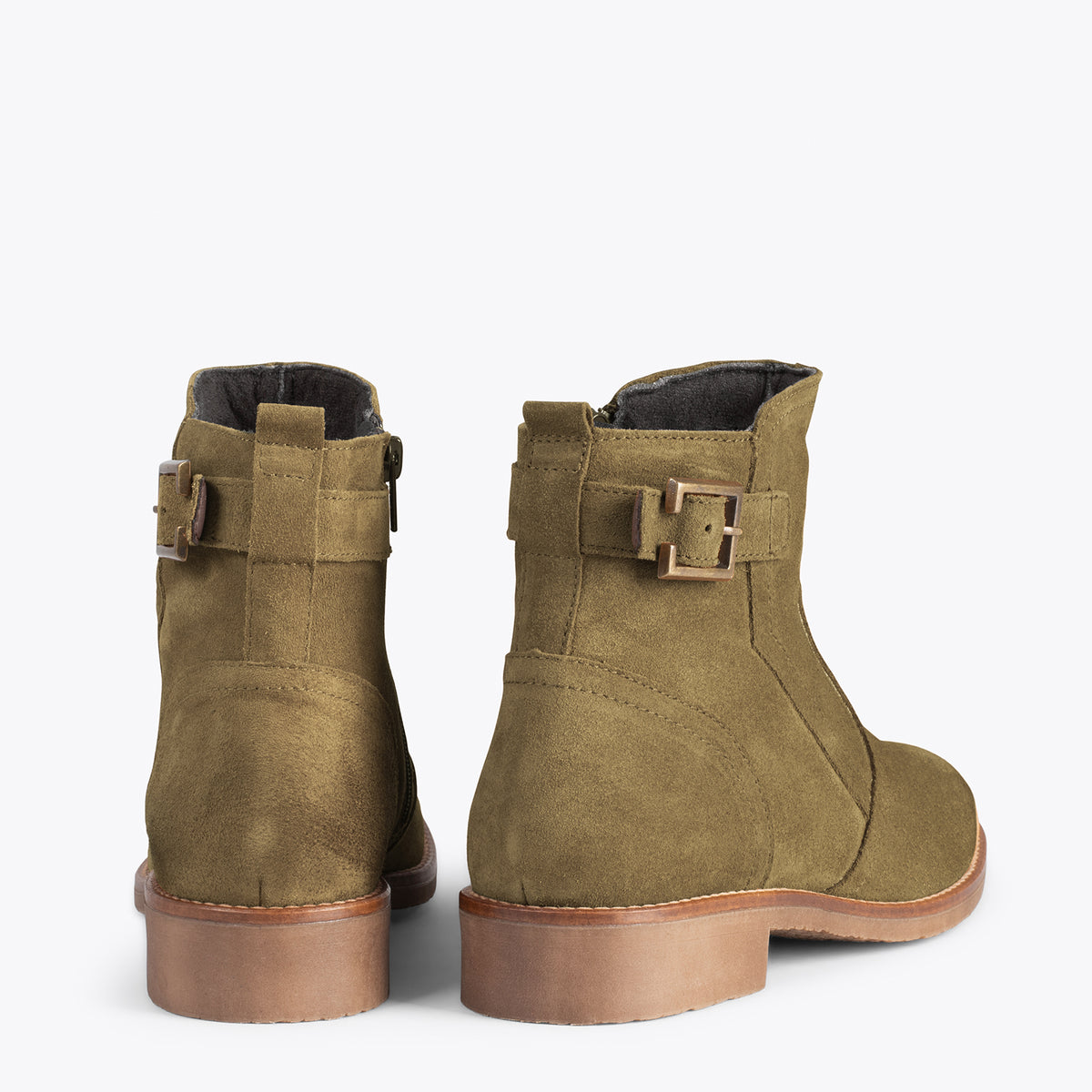 BIKER – Botines bajos con hebilla VERDE