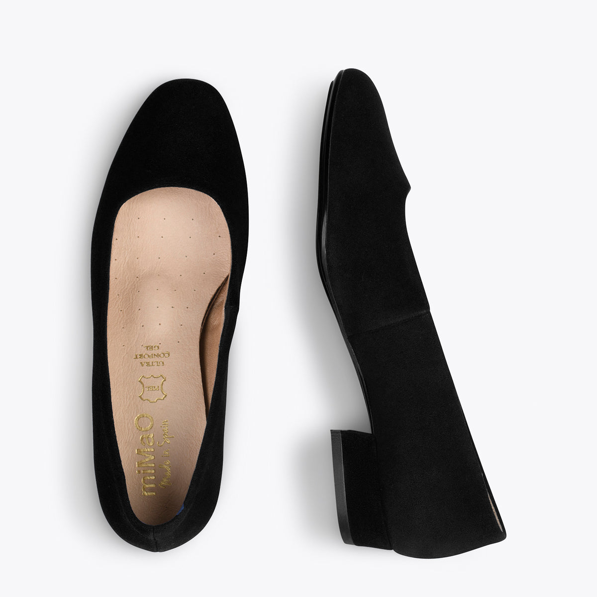 URBAN XS – Zapatos de tacón bajo de ante NEGRO
