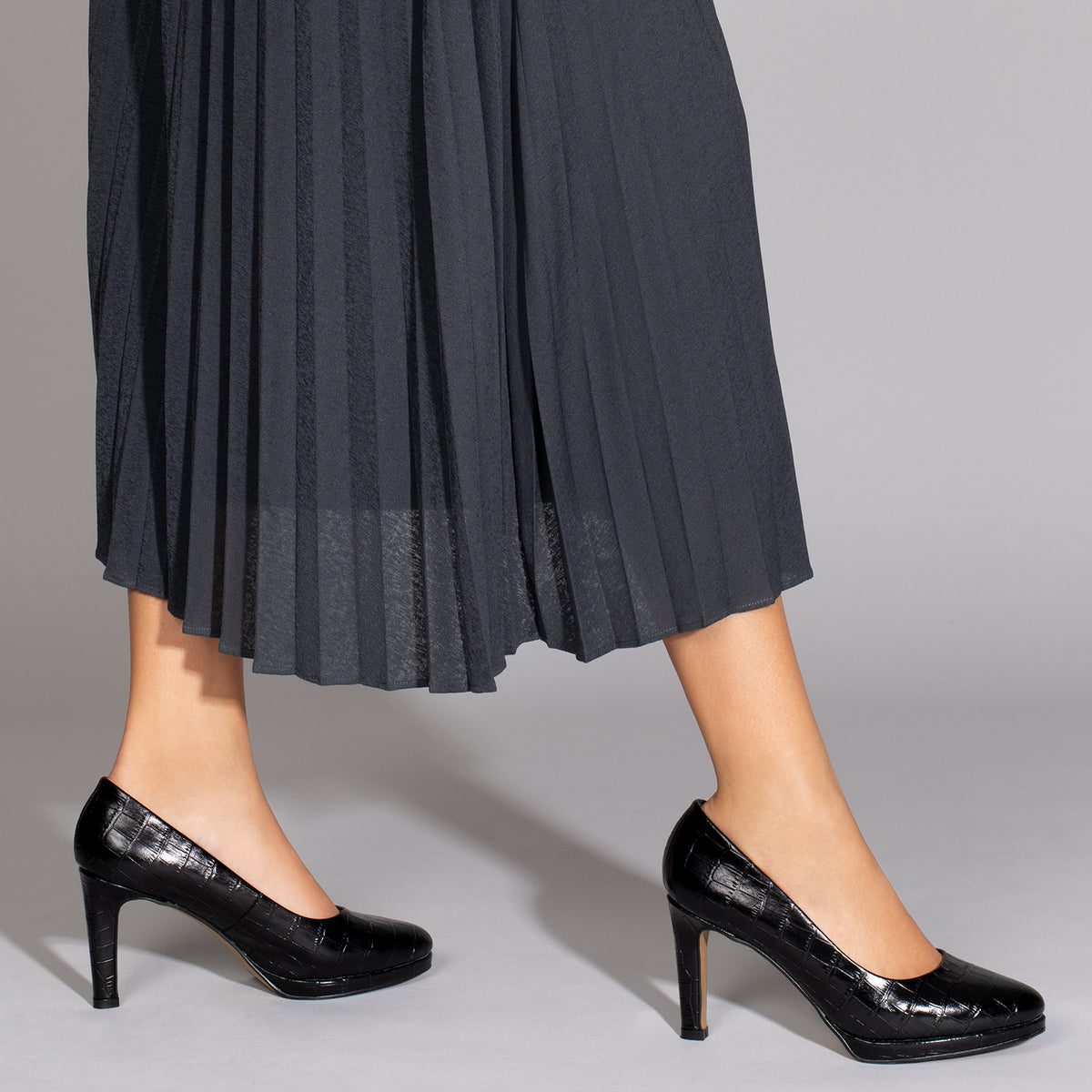 PLATAFORMA - Zapatos de tacón fino estampado coco NEGRO