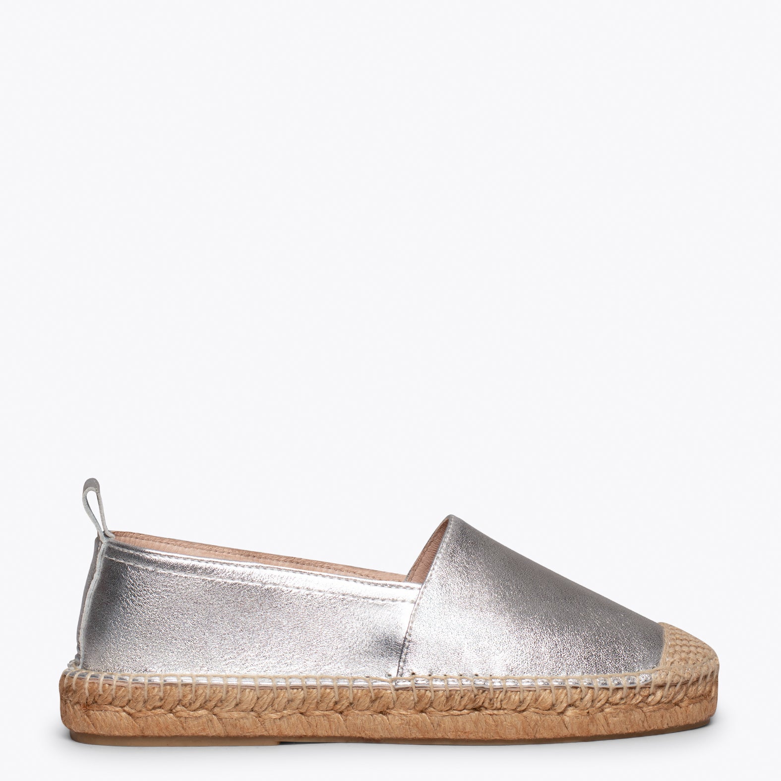 ESPADRILLE – SILVER flat espadrille
