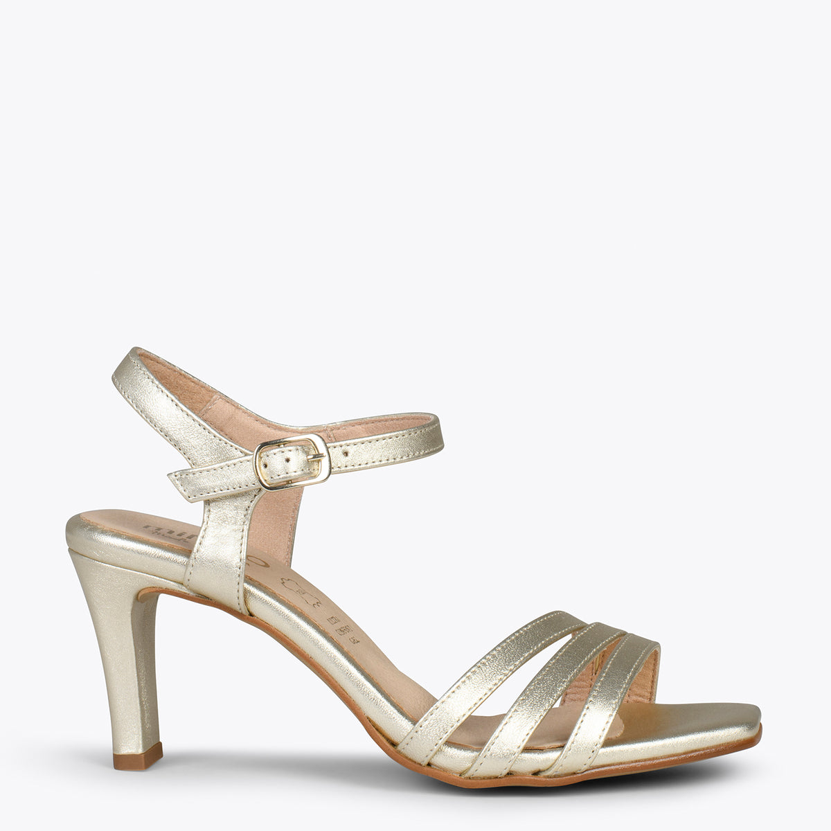 CANNES – Sandalias de fiesta con tacón fino PLATINO