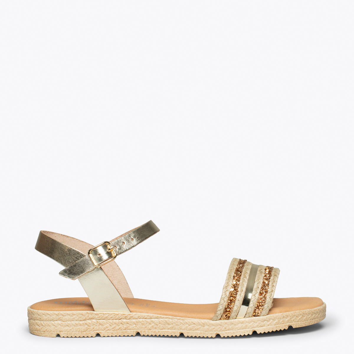 STAR Sandalia DORADA metalizada con pulsera