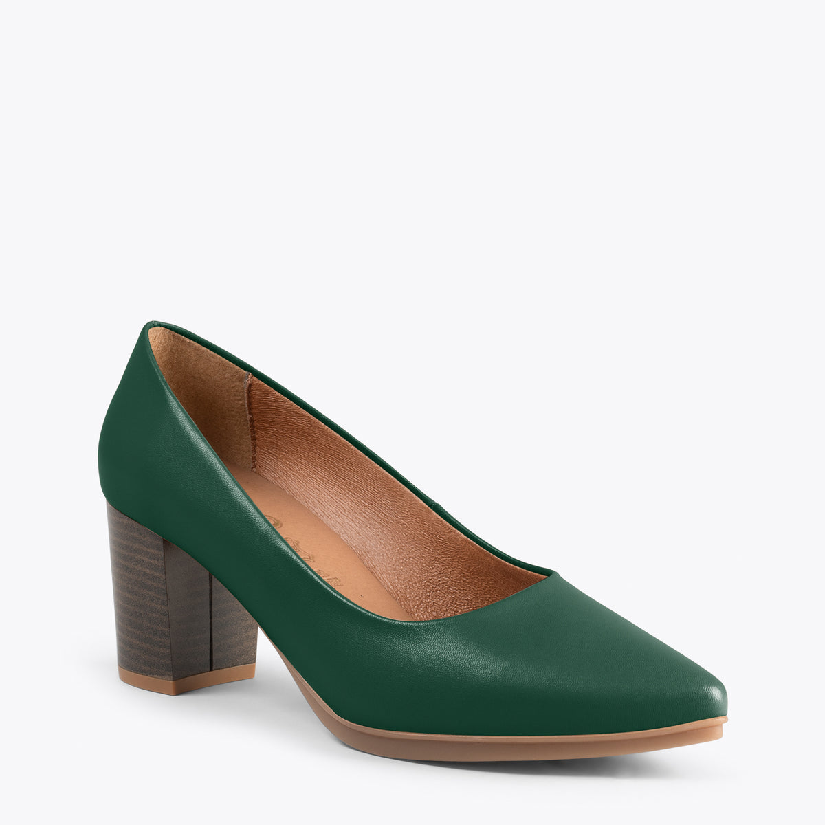 URBAN S SALON – Zapatos de tacón medio de napa VERDE BOTELLA