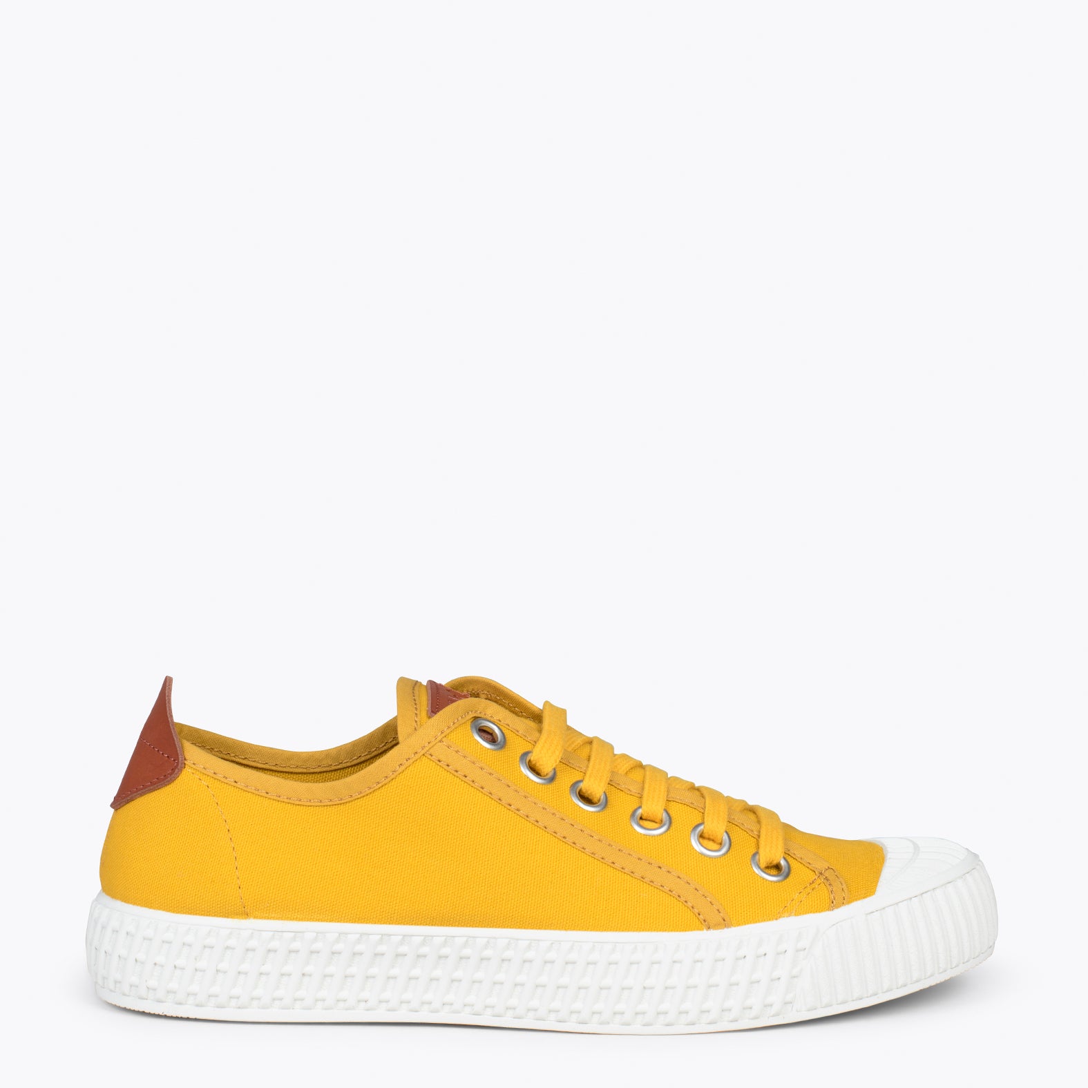 BAMBA – Zapatillas casuals de lona para mujer MOSTAZA