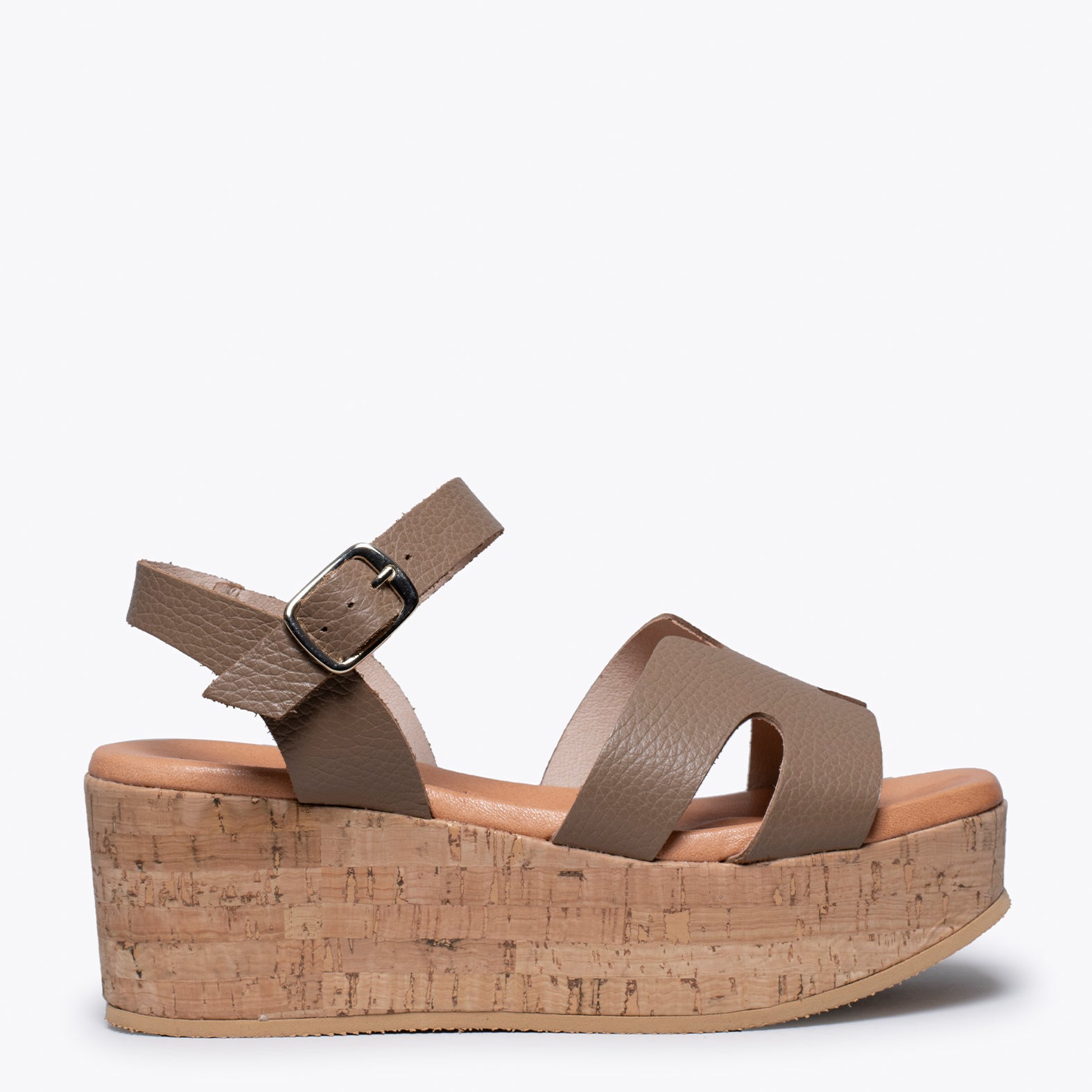 HACHE – Sandalia con cuña de corcho TAUPE - miMaO ®