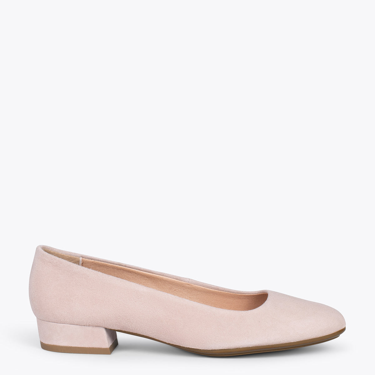 URBAN XS – Zapatos de tacón bajo de ante NUDE