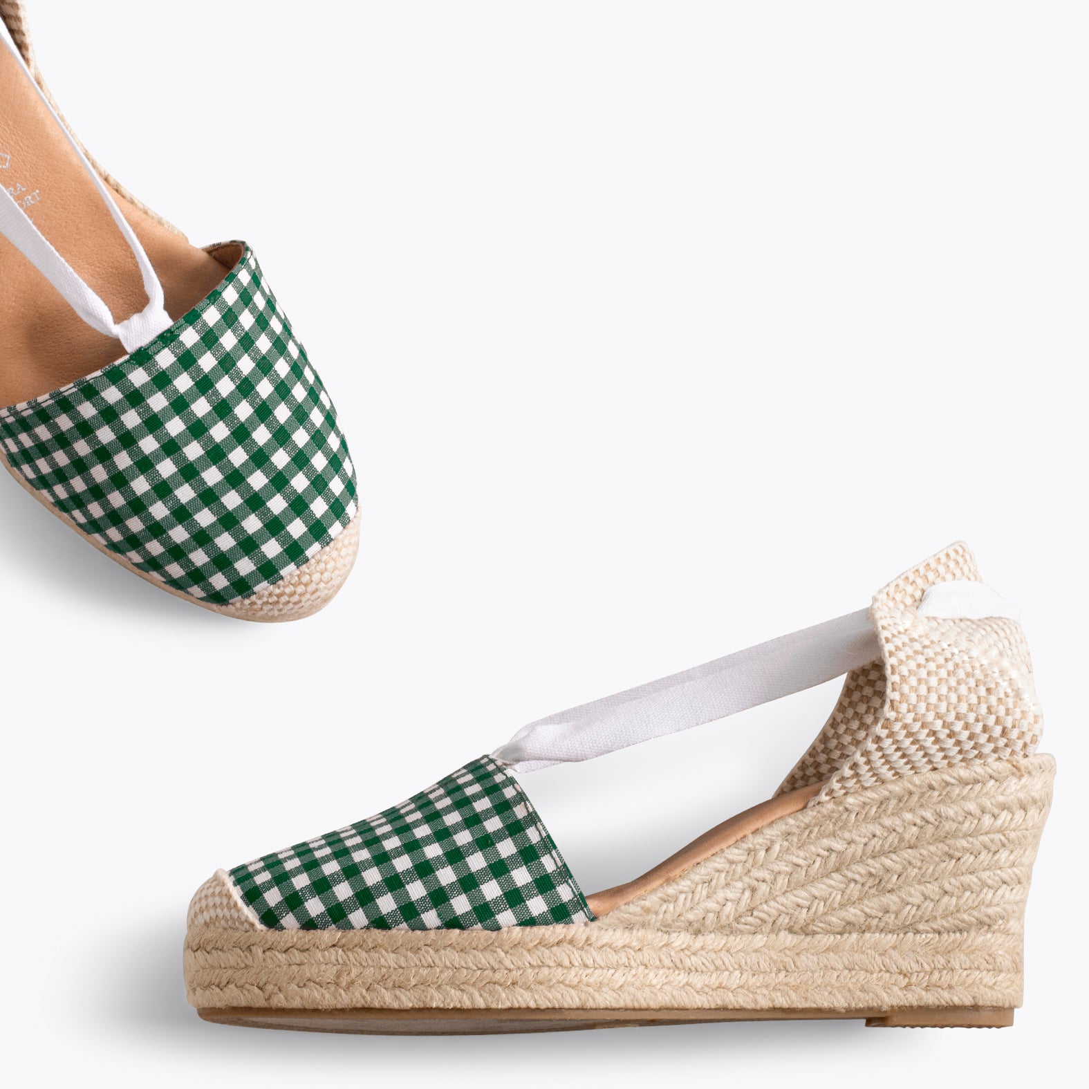 VERA - Cuñas de esparto VERDES con cintas - miMaO ®