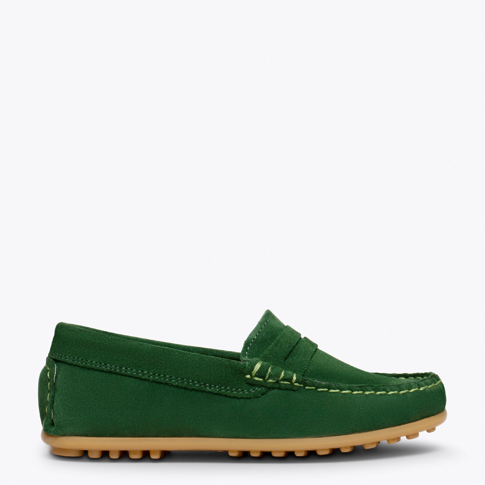 MOCASÍN Mocasines VERDES para niños de piel