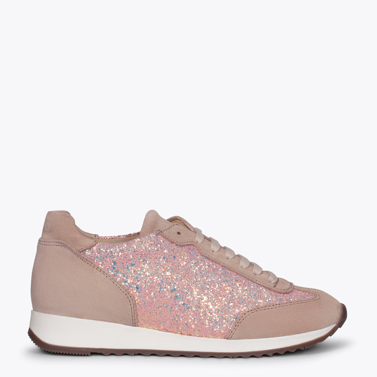 GLITTER - Deportivas de piel ROSAS para mujer