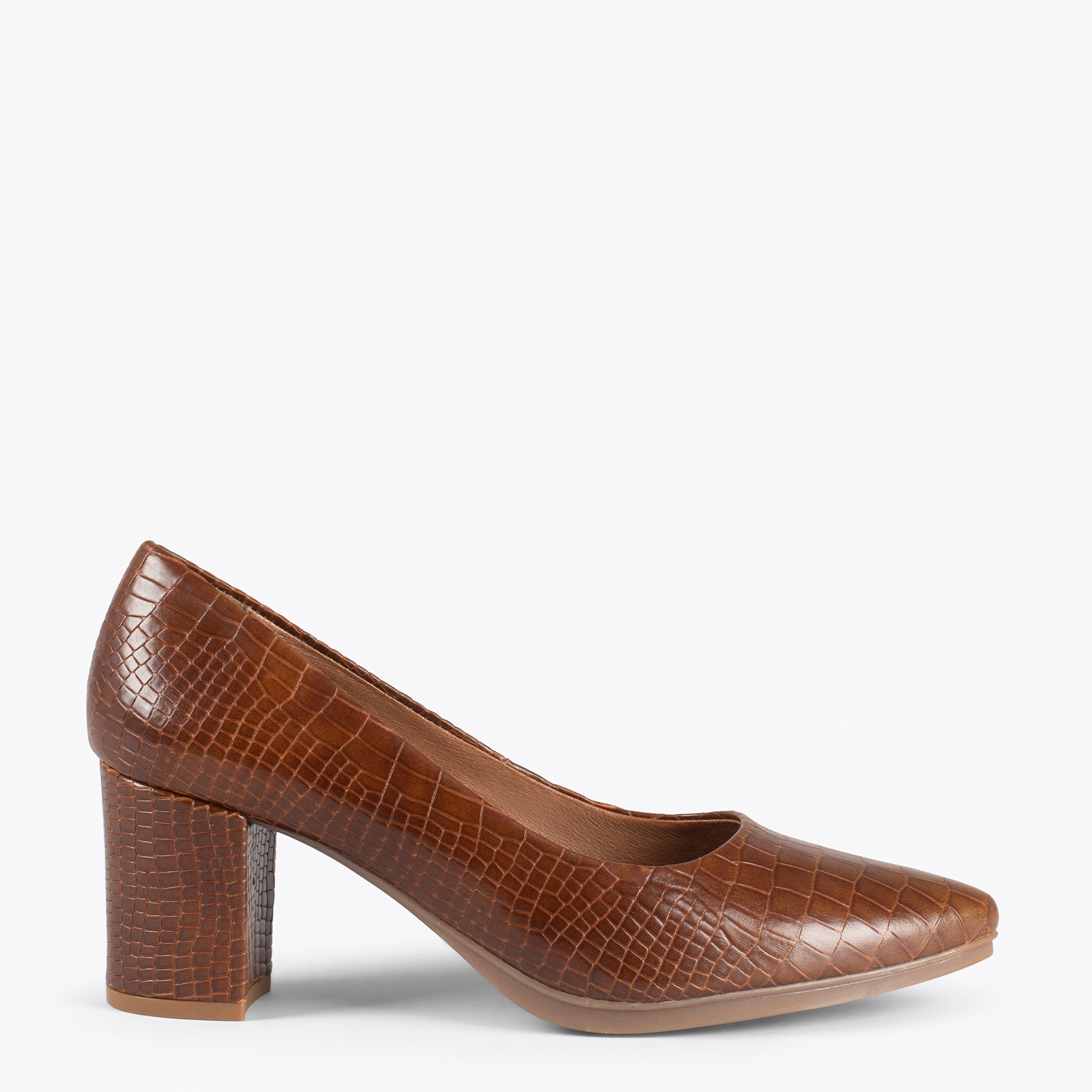 URBAN S COCO – Zapatos de tacón con textura de cocodrilo MARRÓN - miMaO ®