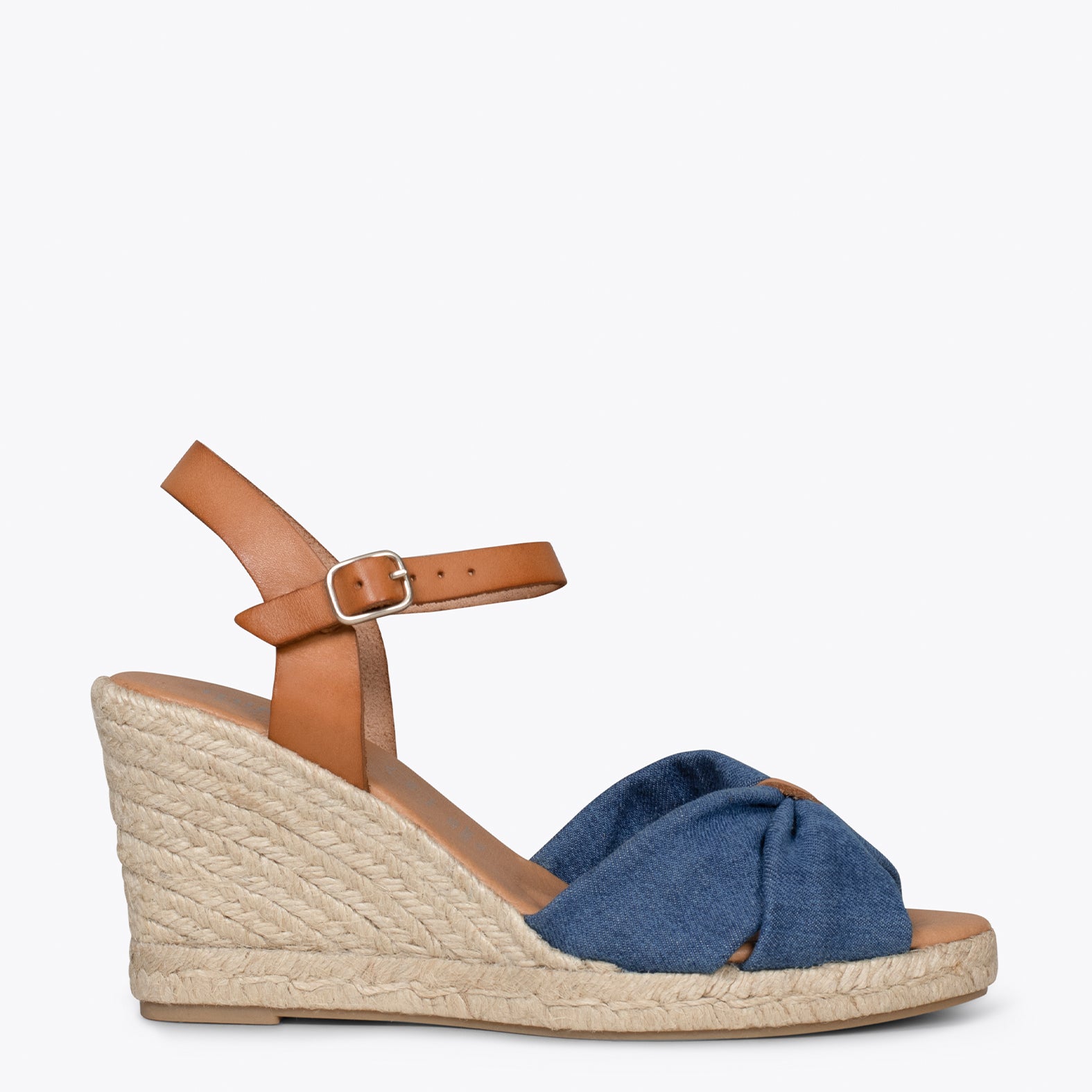 PALMA - Sandalias de esparto de tela vaquera AZULES
