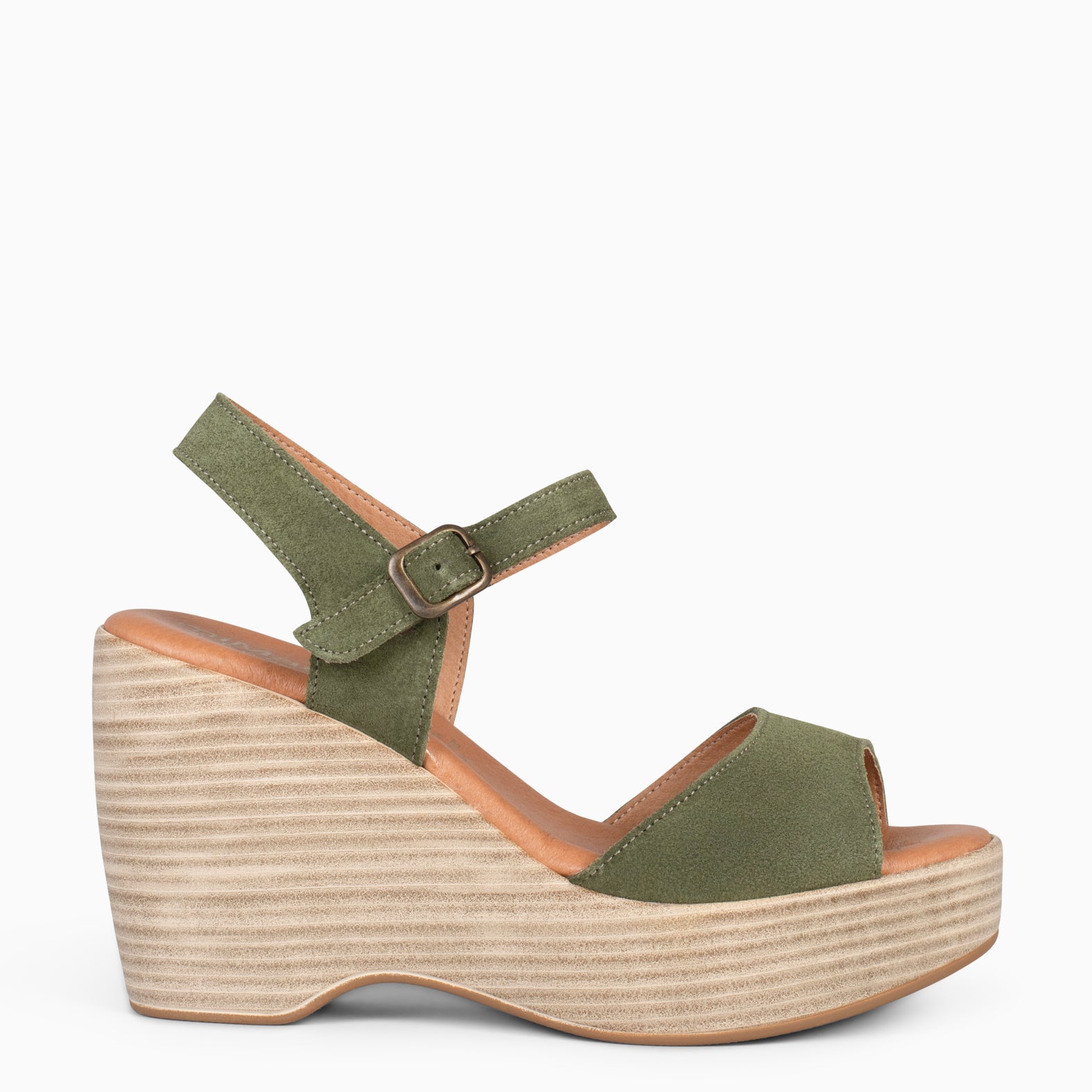 SIDNEY – Sandalias con cuña de madera VERDE - miMaO ®