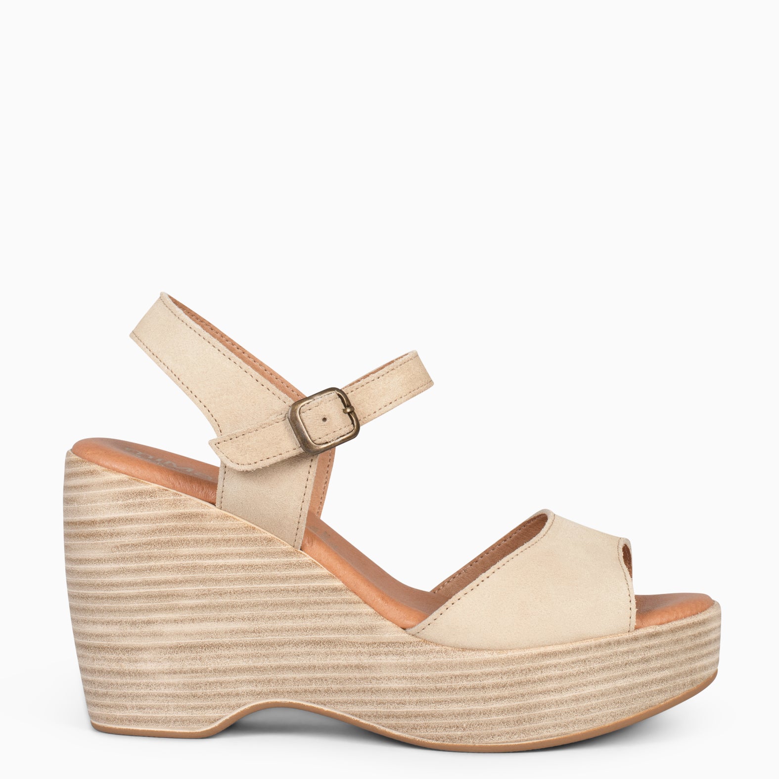 SIDNEY – Sandalias con cuña de madera BEIGE - miMaO ®