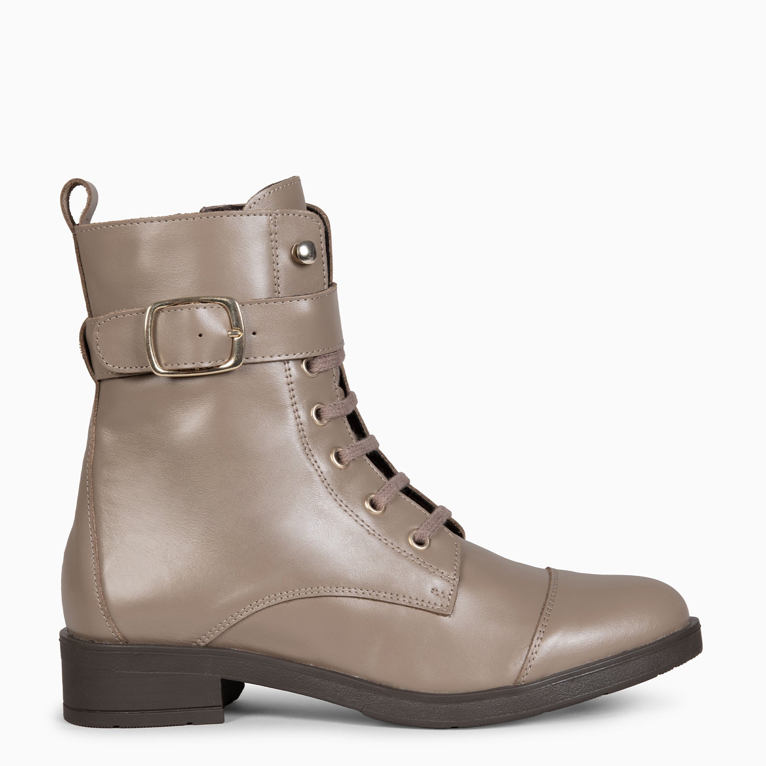 BELFAST – Botines con cordones de piel TAUPE NAPA - miMaO ®