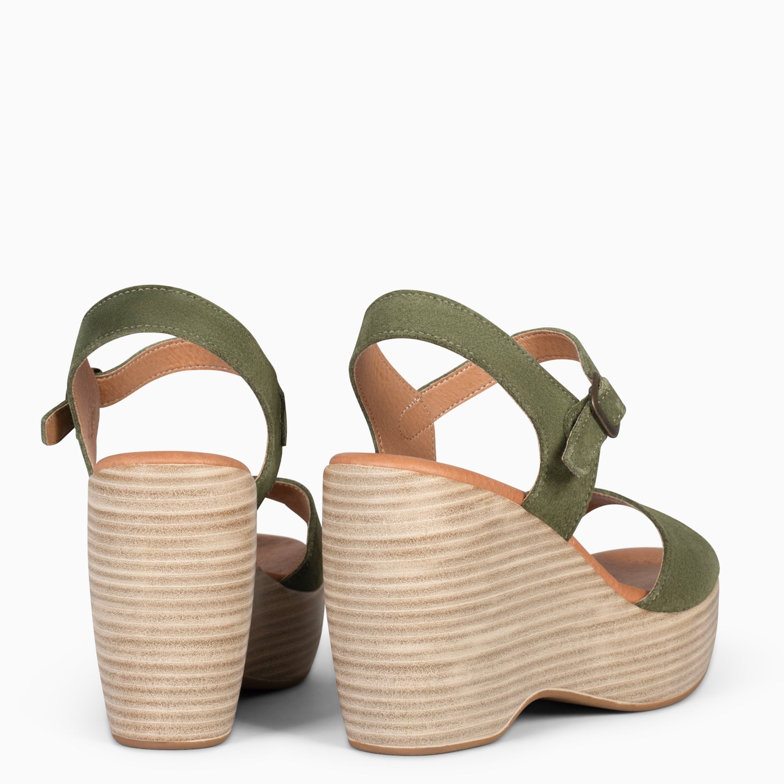 SIDNEY – Sandalias con cuña de madera VERDE - miMaO ®