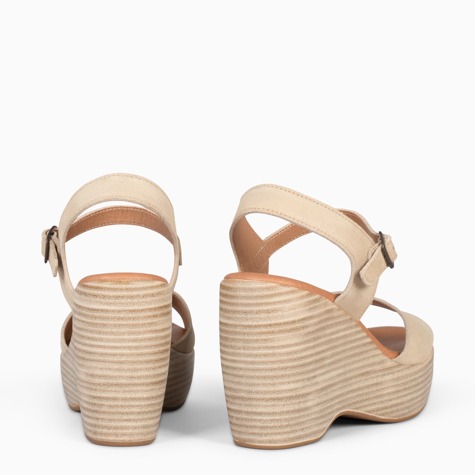 SIDNEY – Sandalias con cuña de madera BEIGE - miMaO ®