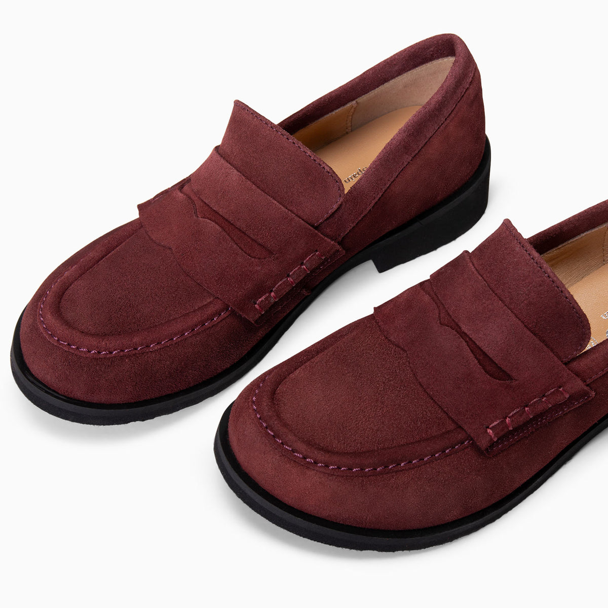 HARVARD - Mocassins pour pieds larges en daim BORDEAUX