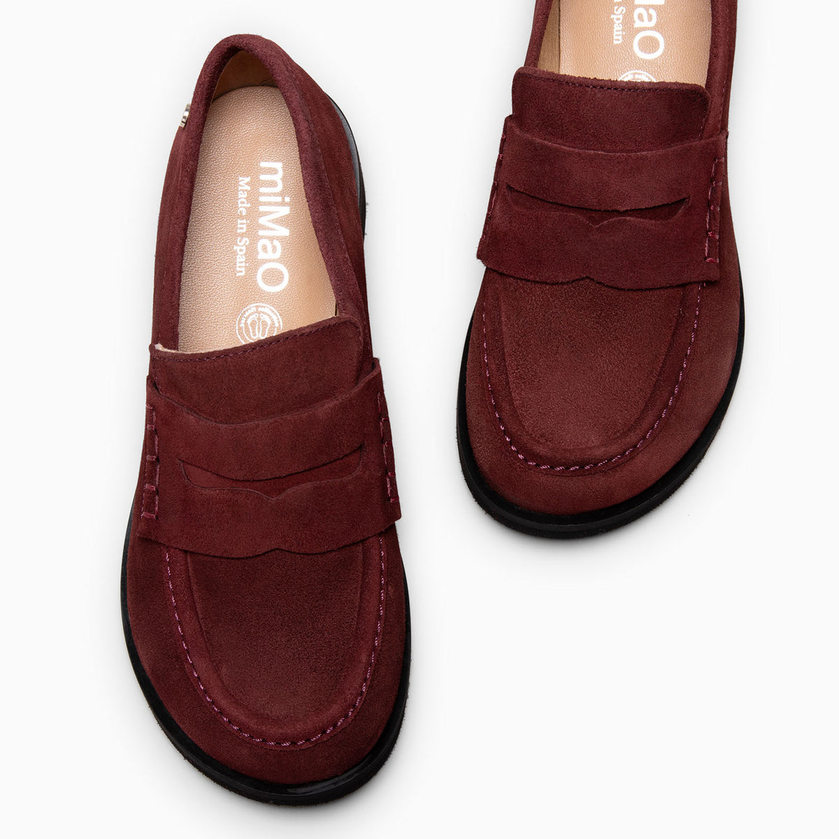 HARVARD - Mocassins pour pieds larges en daim BORDEAUX