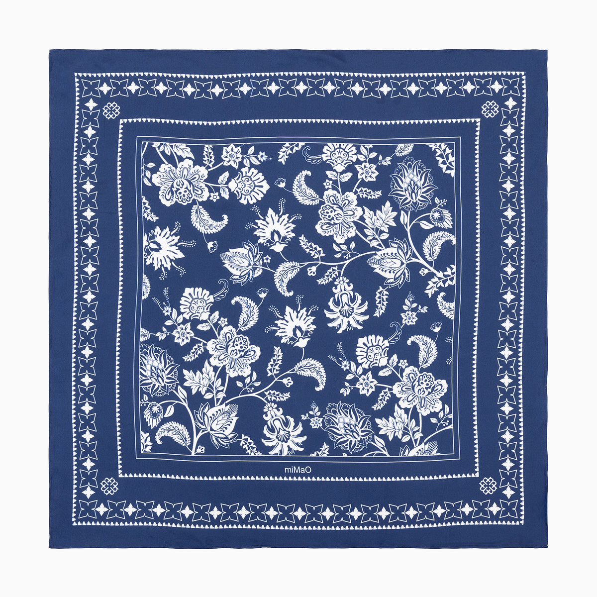 MELODY SJAAL - Sjaal van 100% sijde met een blauw dessin