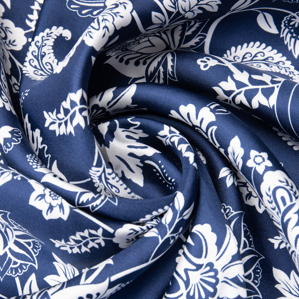 PAÑUELO MELODY - Pañuelo 100% seda con estampado en tonos azules