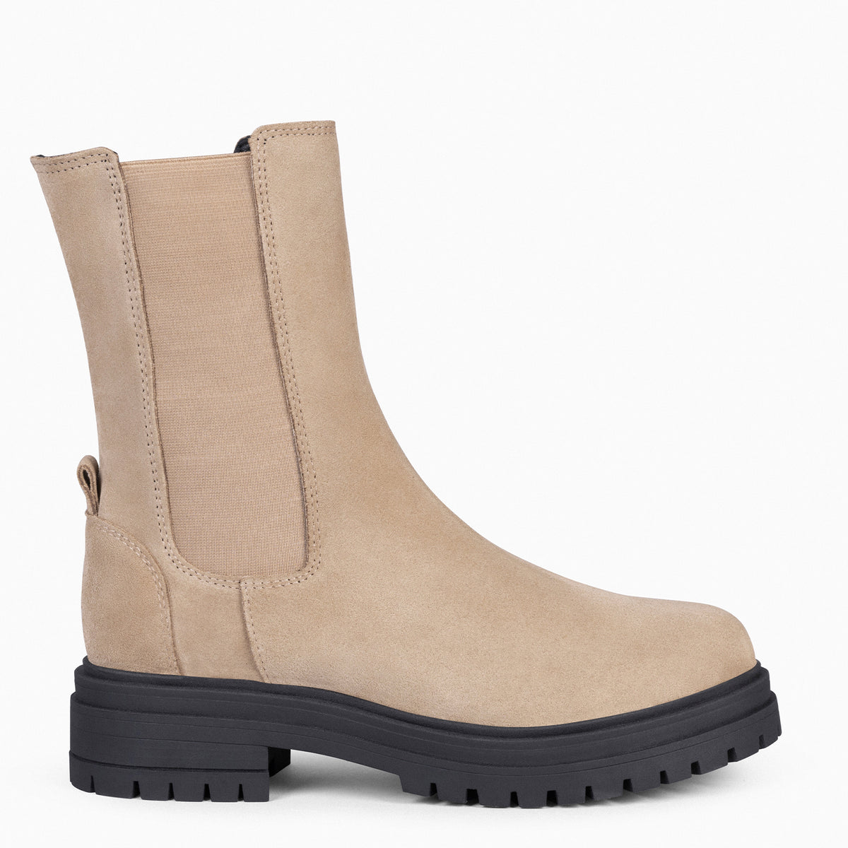 STAMFORD - Botines Chelsea BEIGE con Plataforma Track