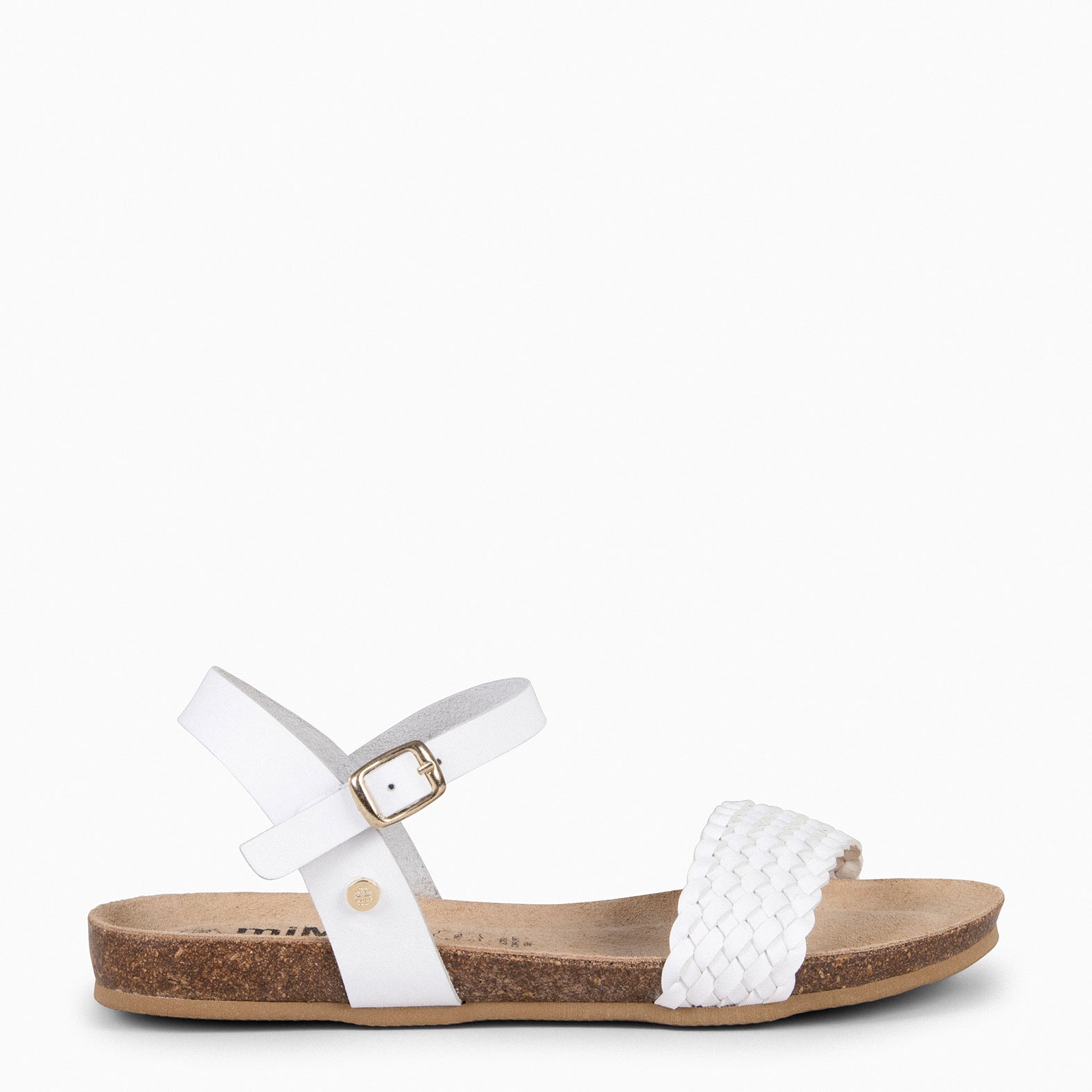 AIRE - Sandalias Planas BIO de tira Trenzada BLANCO