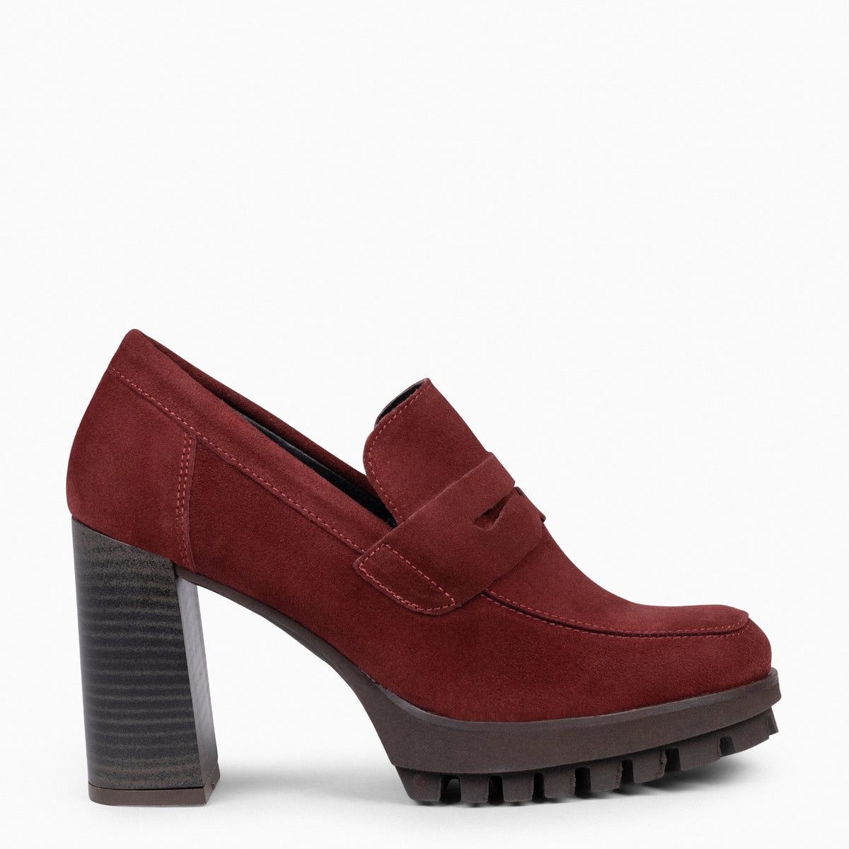 TREND – Mocasín con tacón y plataforma BURDEOS