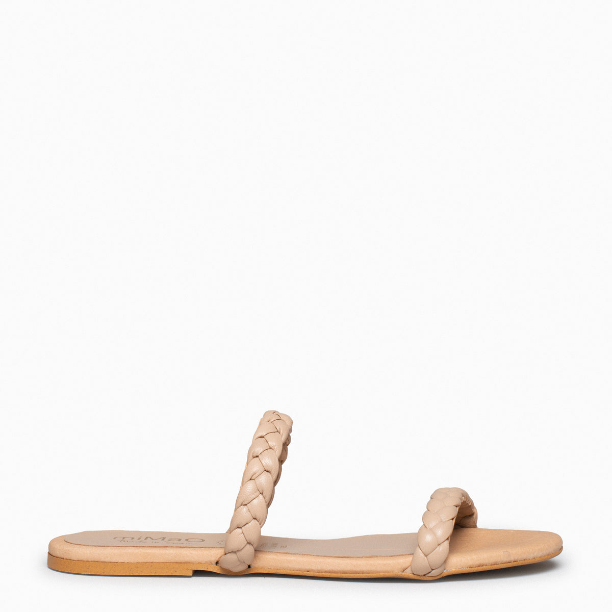 DAILY - Sandalia plana con dos tiras trenzadas CAMEL