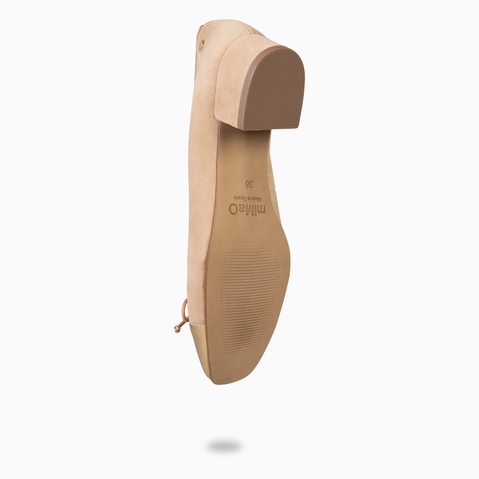 GLAMOUR – Bailarinas con tacón y puntera de napa CAMEL - miMaO ®