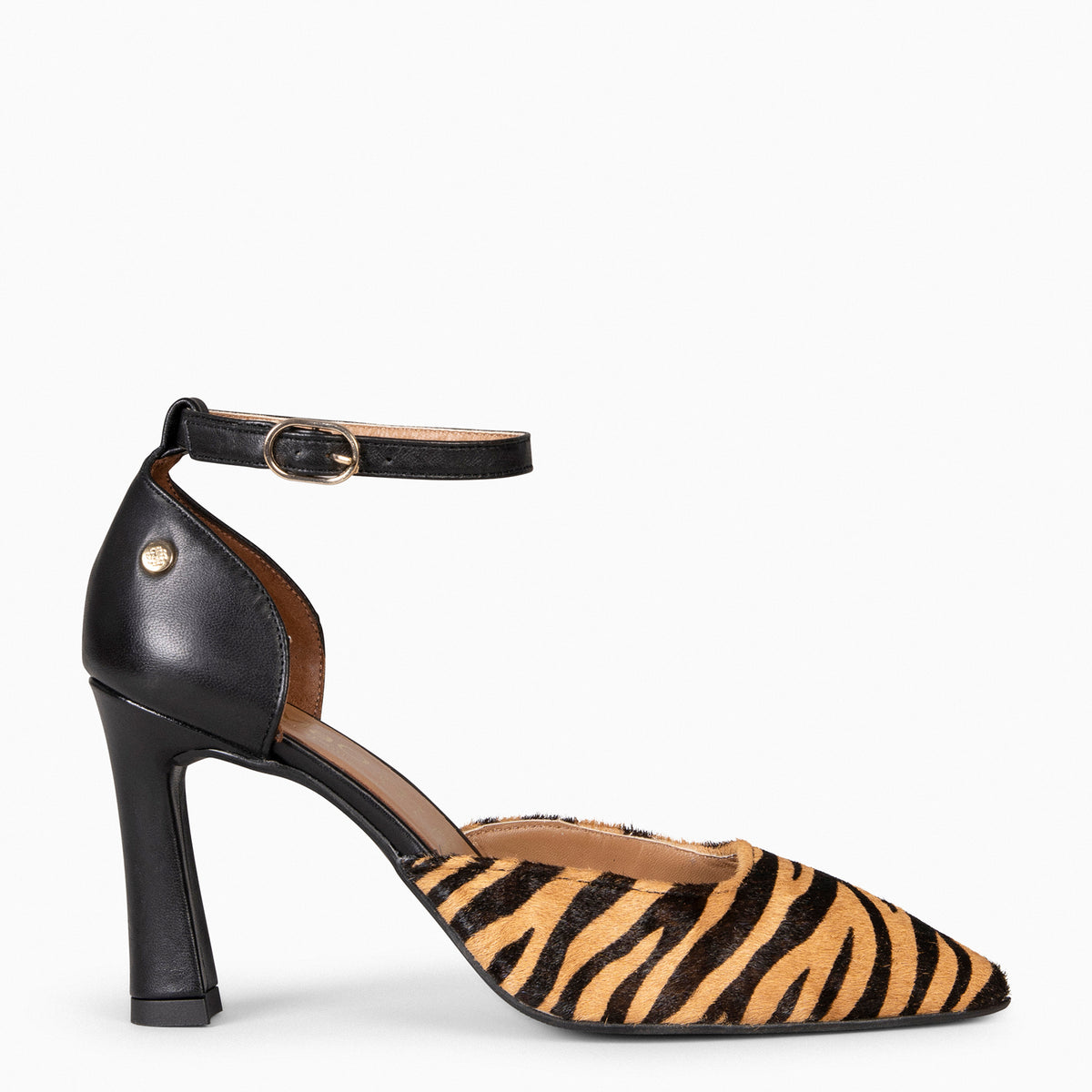 AINHOA - Zapato de tacón punta fina CEBRA NEGRO