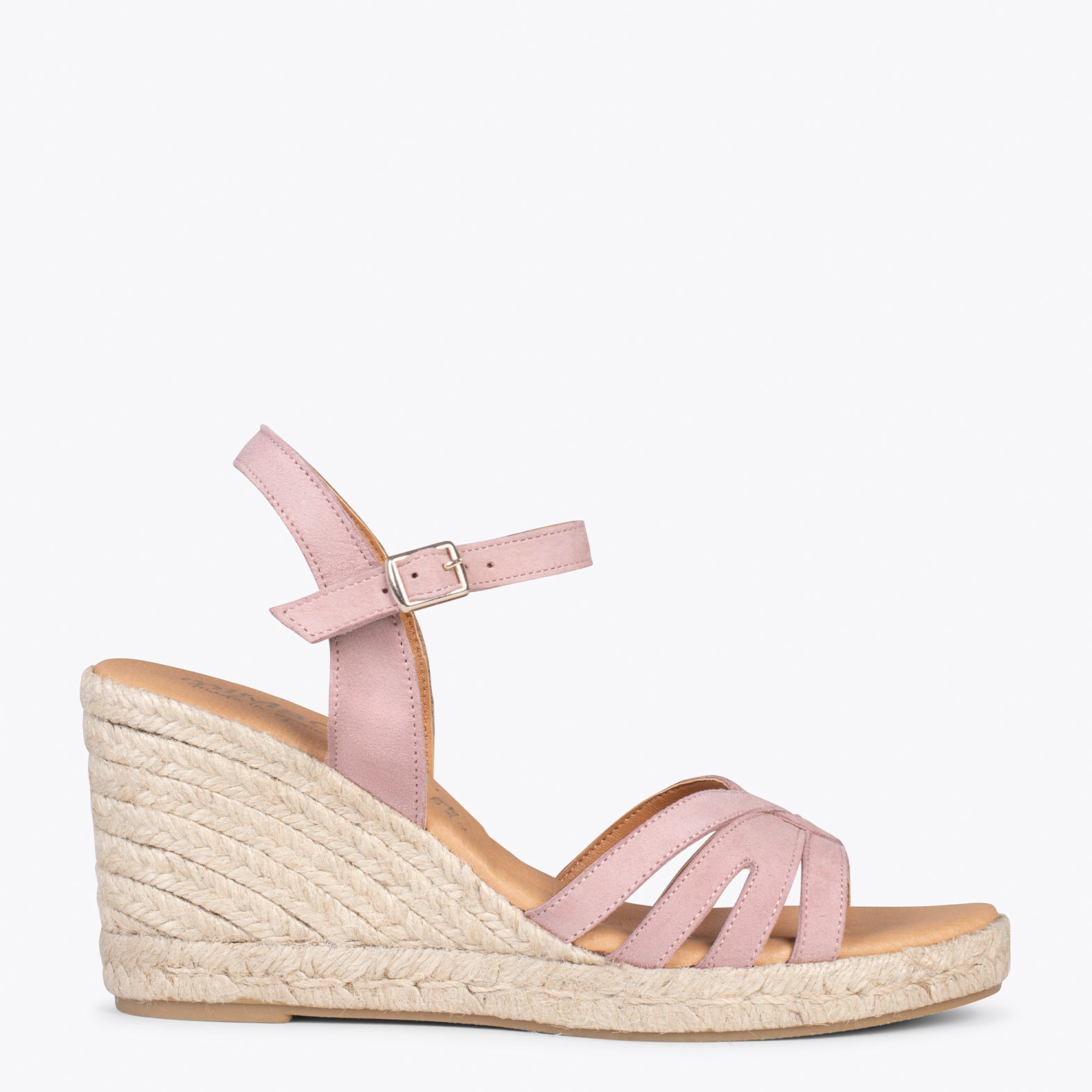OYAMBRE - Sandalias con cuña de esparto Cangrejera ROSA