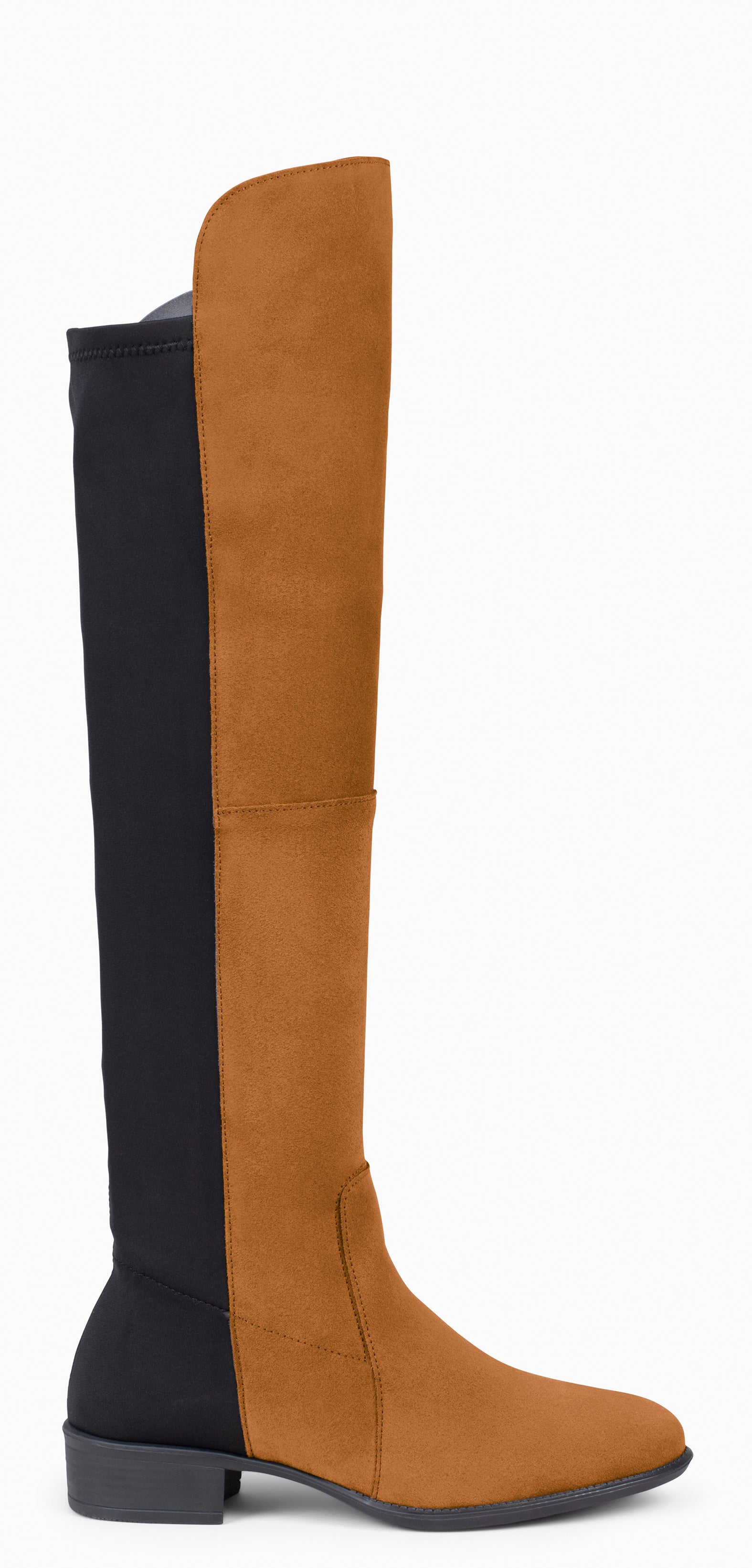 ELÁSTICA – Bota de caña alta de tacón bajo CAMEL - miMaO ®