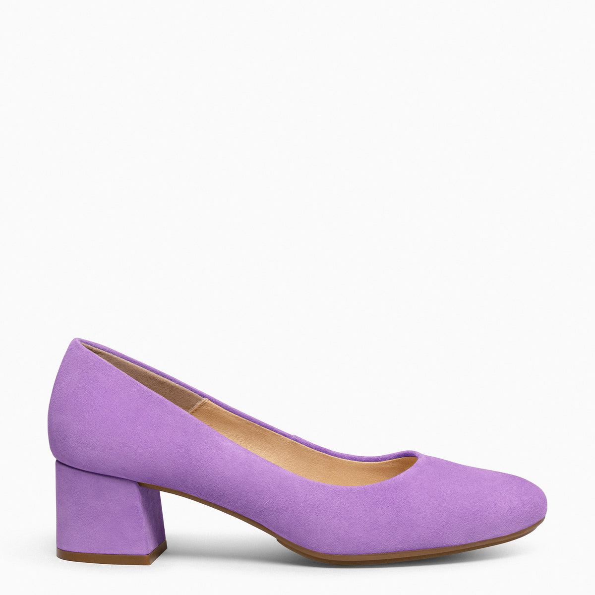 URBAN REDONDO – Zapatos de tacón bajo de ante LILA