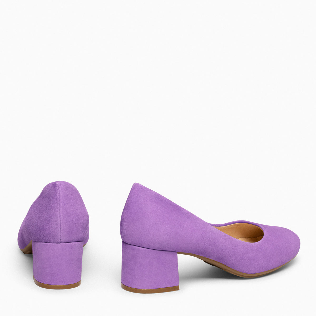 URBAN REDONDO – Zapatos de tacón bajo de ante LILA
