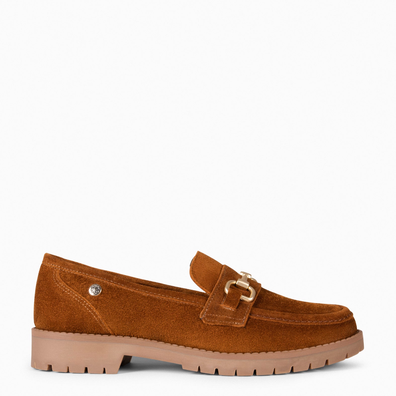 TREVILLA - Mocasín con aplique metálico CAMEL - miMaO ®