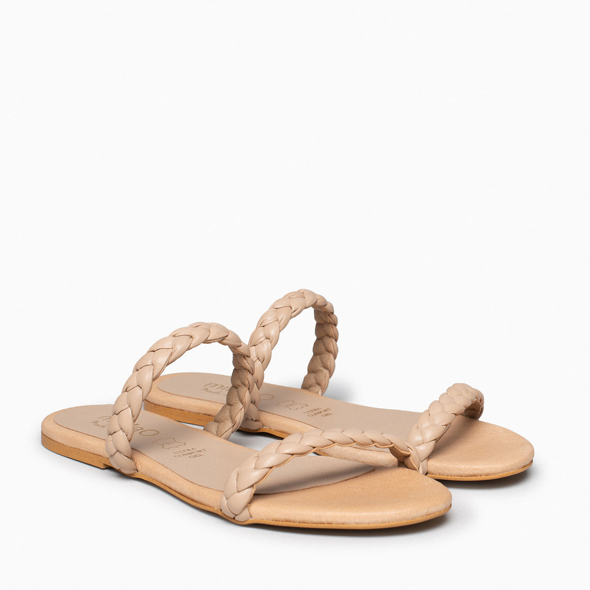 DAILY - Sandalia plana con dos tiras trenzadas CAMEL