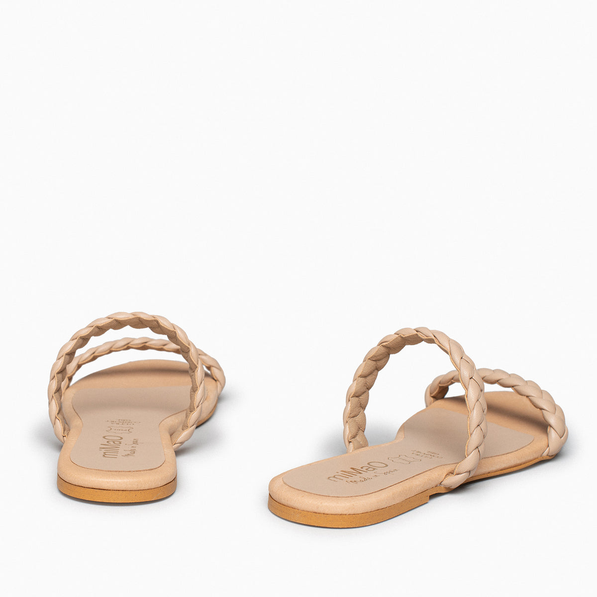 DAILY - Sandalia plana con dos tiras trenzadas CAMEL